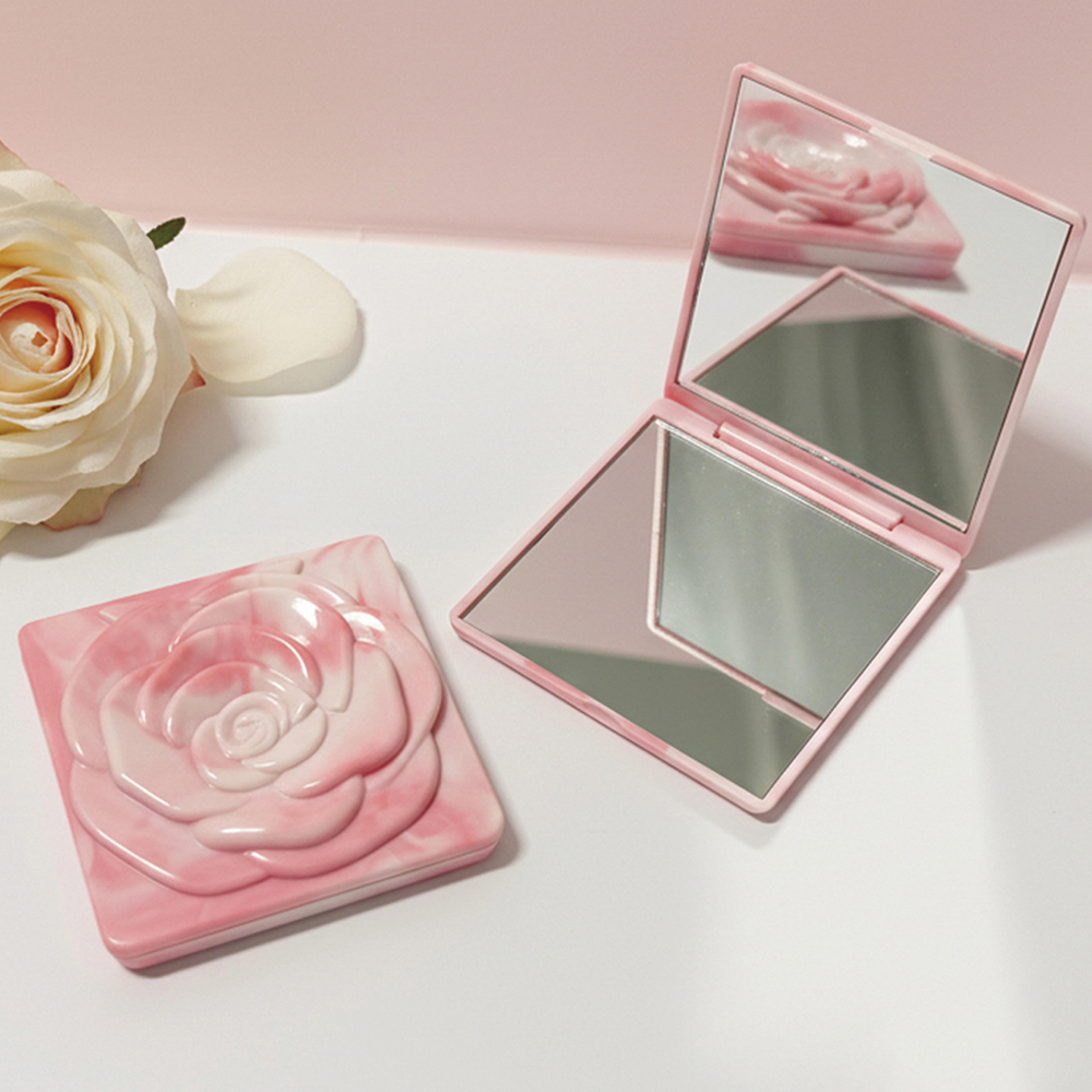 Compact Makeup Mirror With 3X Magnifying Mirror Folding Pocket Travel Mirror With Rose Design  Stor 10