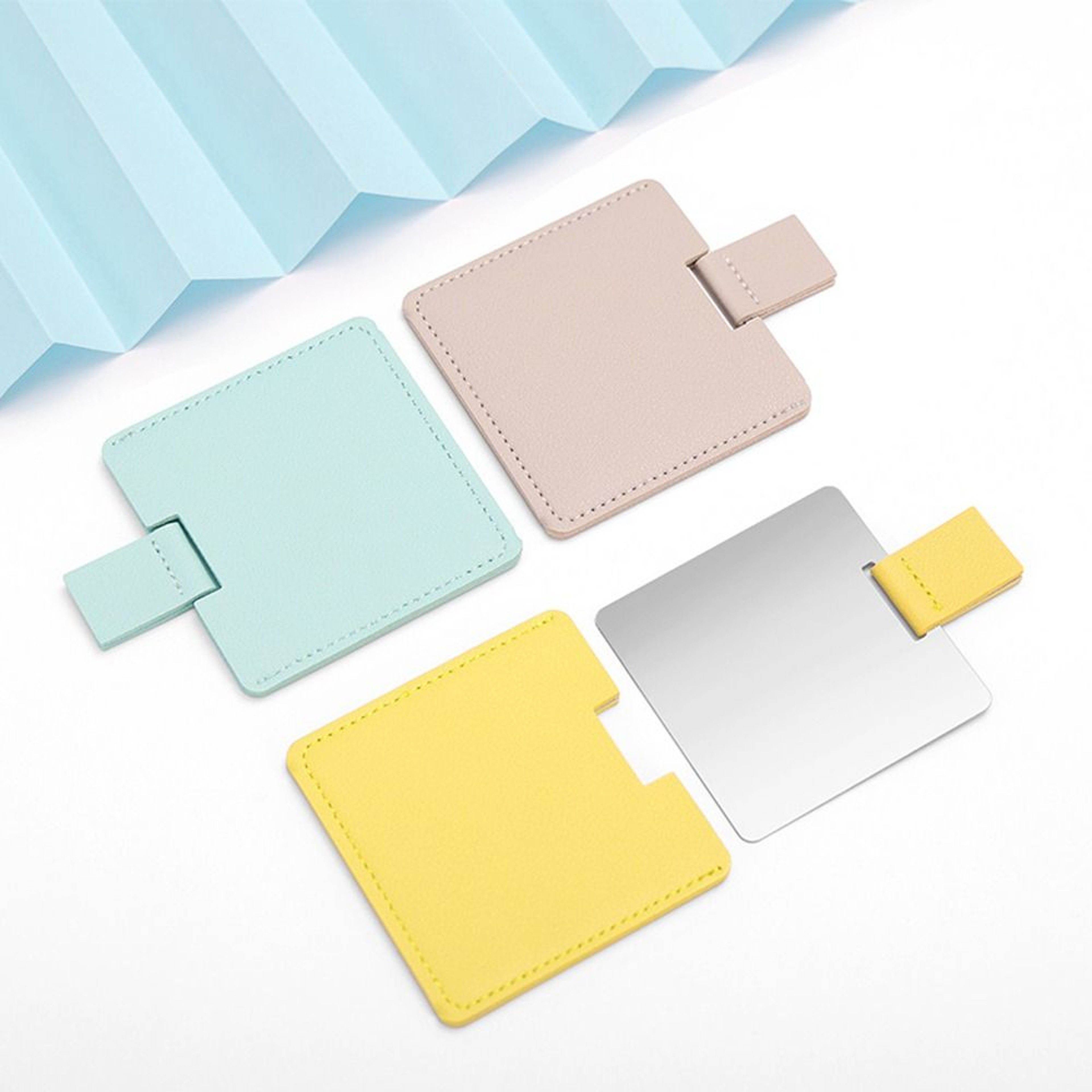 Portable Compact Pocket Mirror With PU Leather Cover Unbreakable Stainless Steel Travel Makeup Mirr 4
