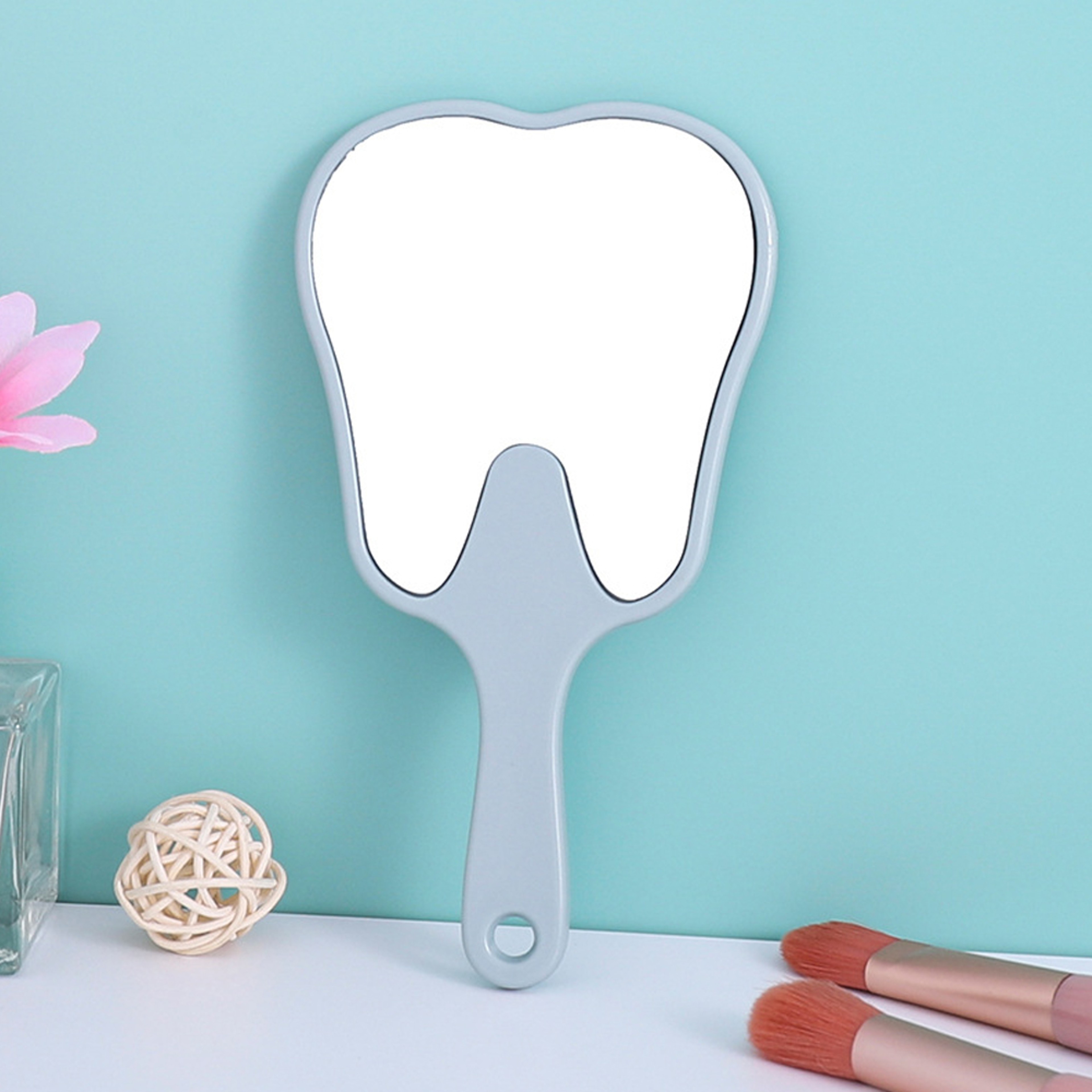 Cute Tooth Shaped Handheld Makeup Mirror Portable High Definition Vanity Mirror with Handle – view 9