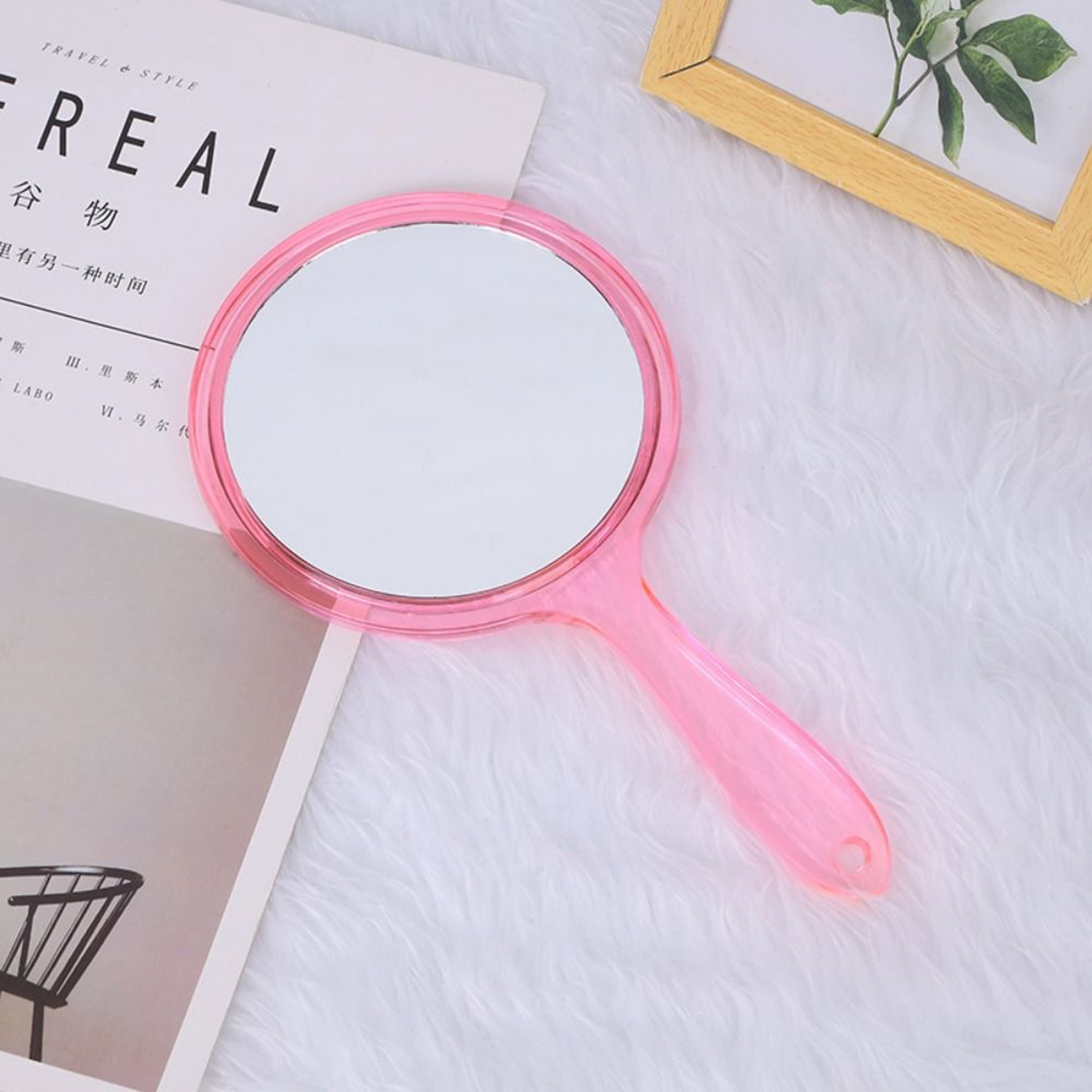 Portable Handheld Makeup Mirror With 3X Magnifying Double Sided Mirror For Travel  Daily Beauty 10