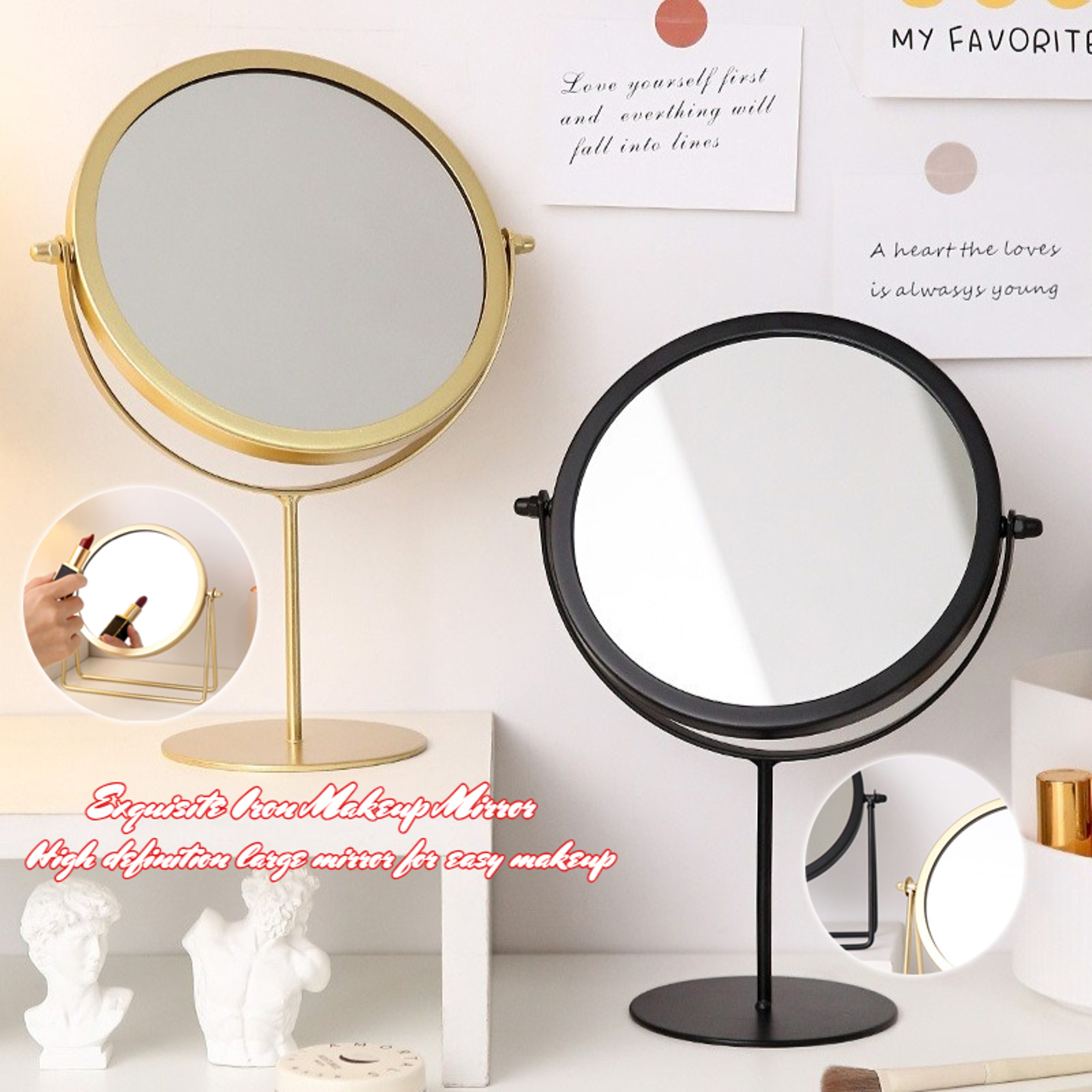 Nordic Makeup Mirror with 360° Rotation HD Desktop Mirror for Vanity, Skincare & Daily Makeup – view 1