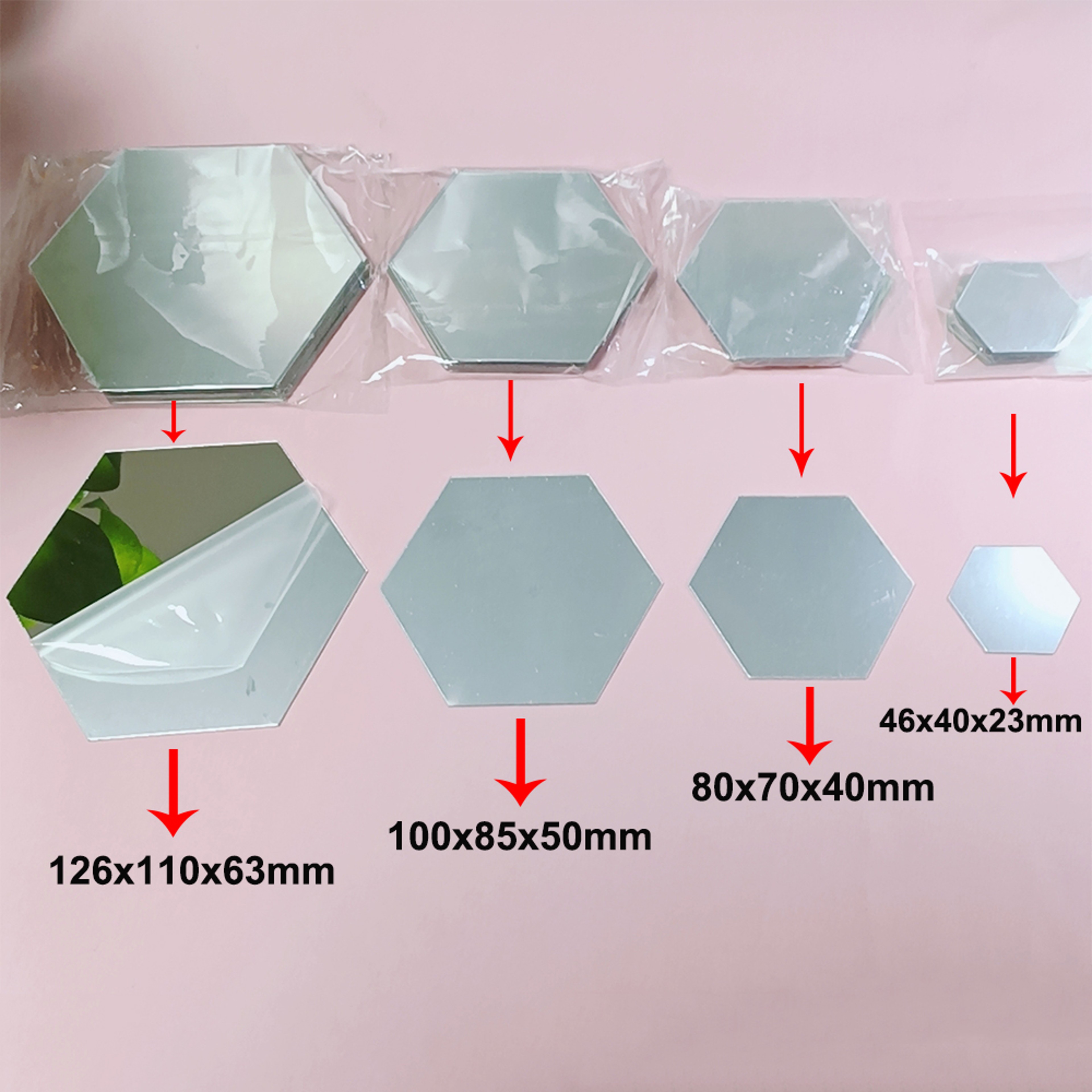 Hexagon Mirror Wall Stickers 3D Acrylic DIY Wall Decor For Living Room Bedroom Bathroom 4