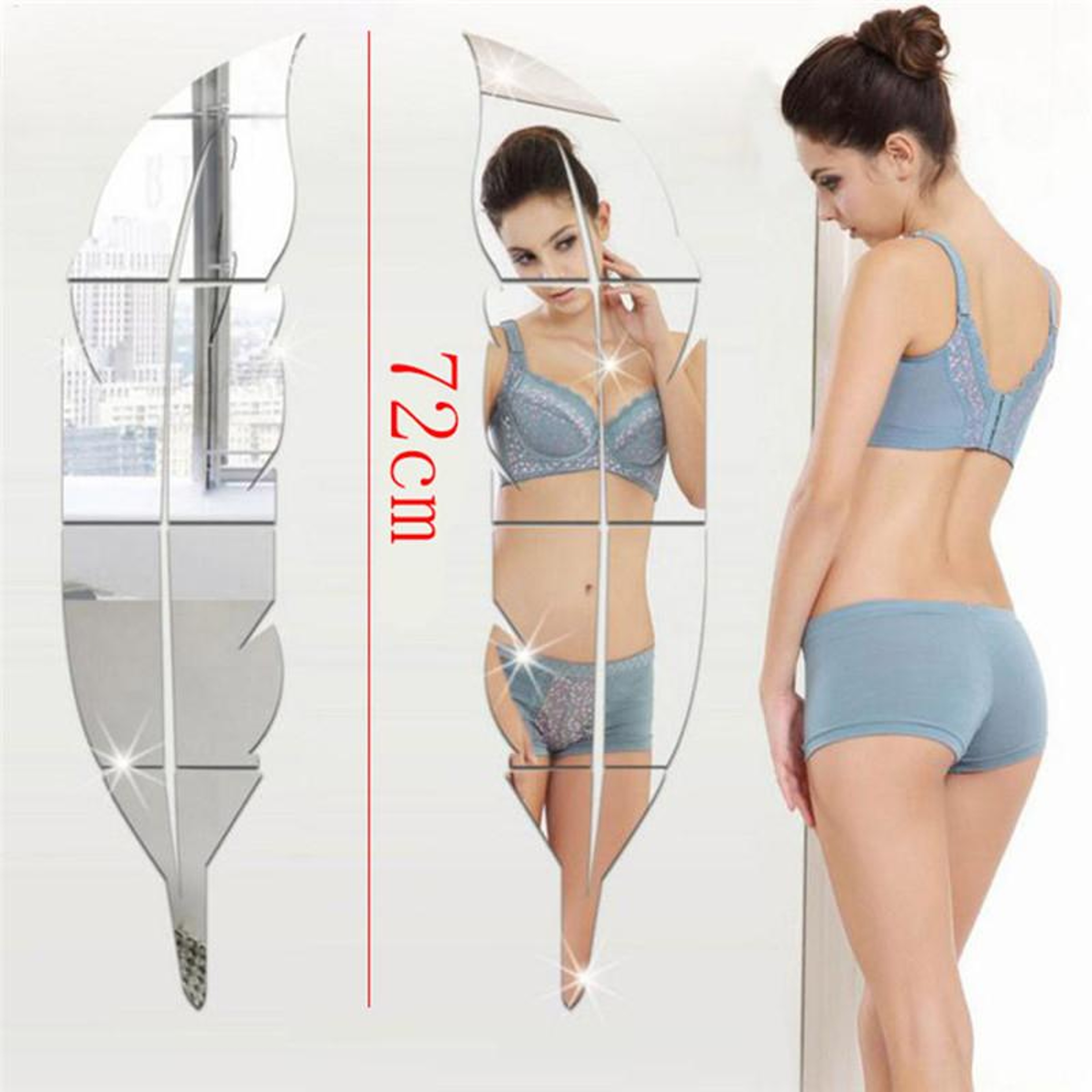 Peel and Stick Acrylic Wall Mirror Decorative Full Length Mirror Wall Sticker for Bedroom Hallway Dorm – view 5