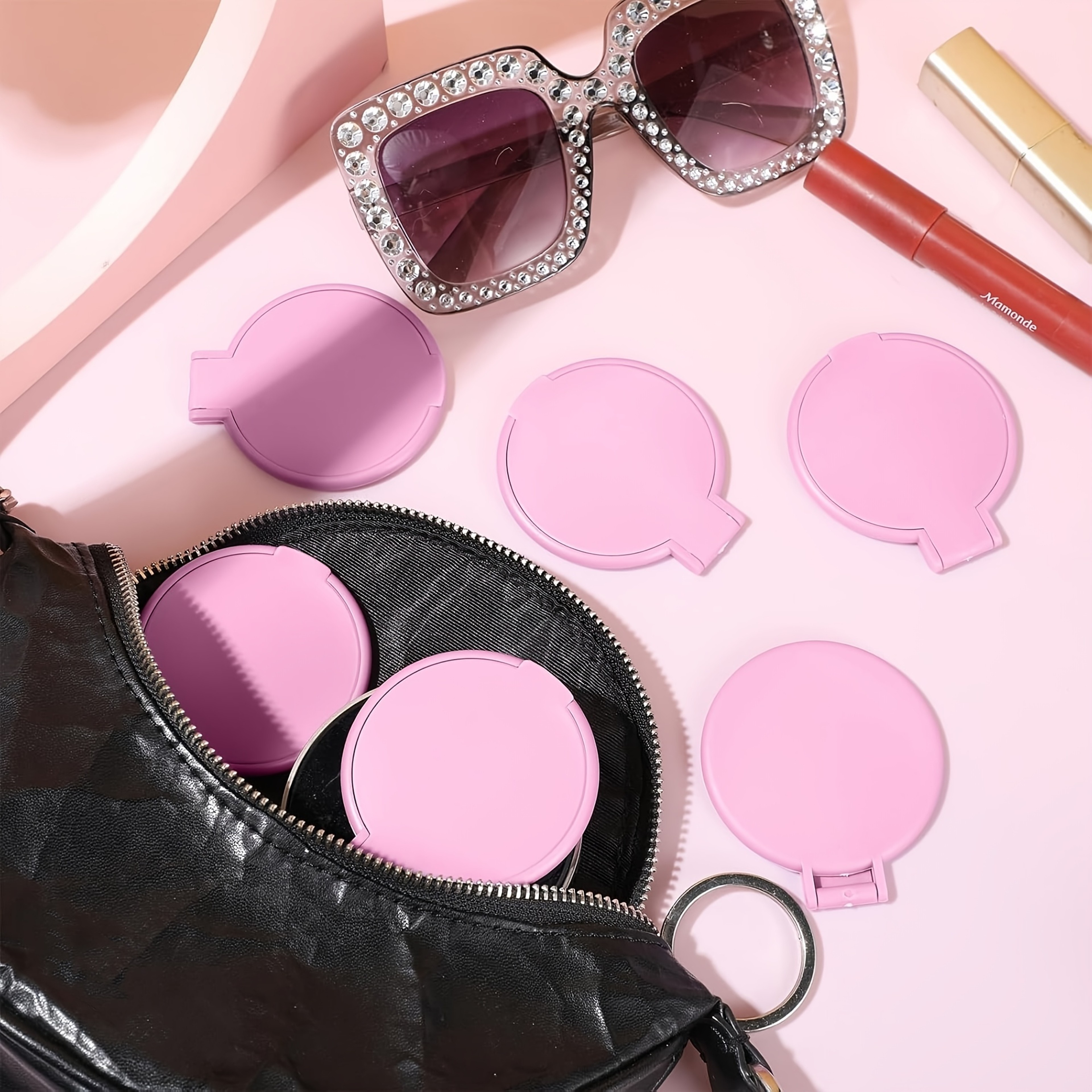 Portable Folding Makeup Mirror Compact Travel Pocket Mirror For Daily Beauty Touch Ups 4