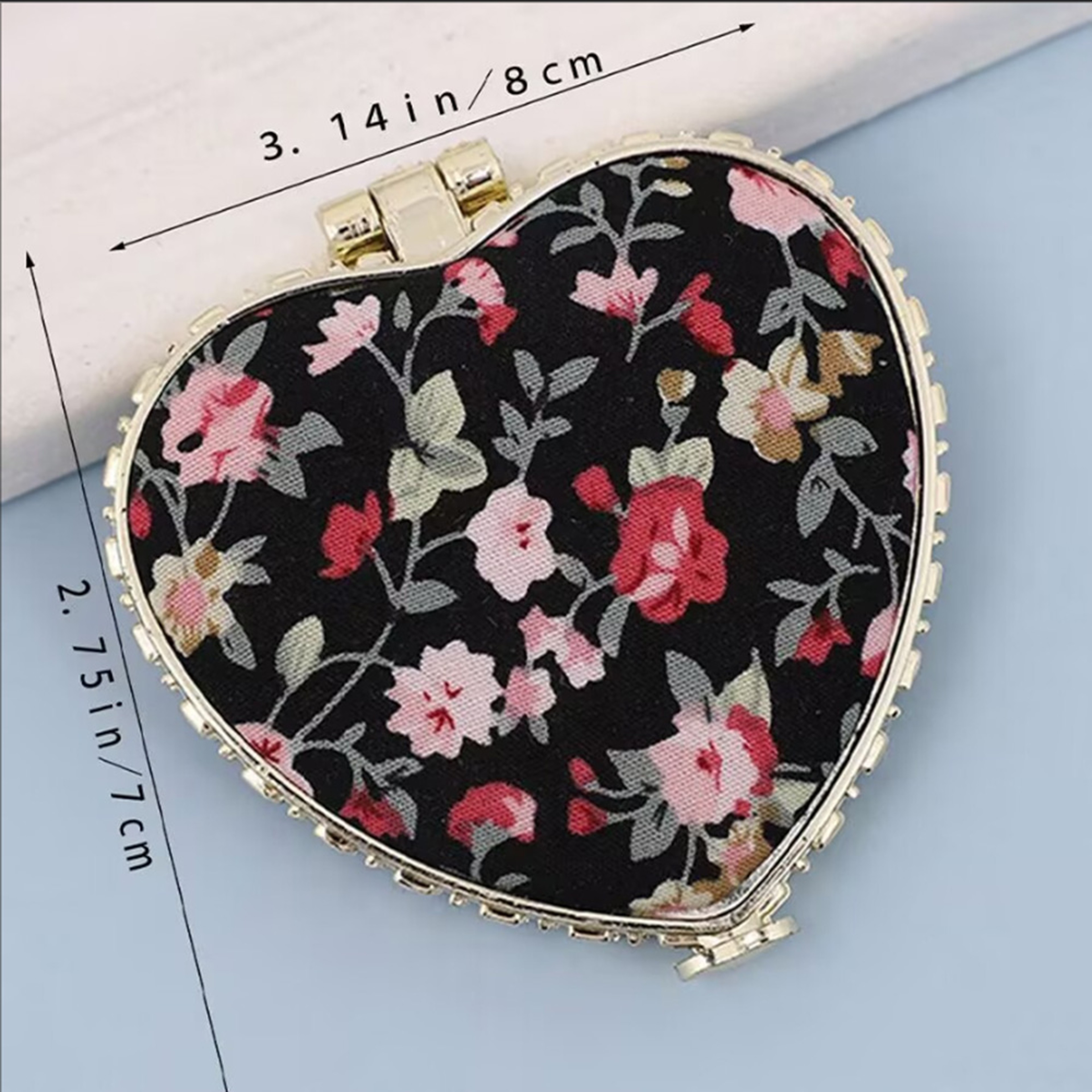 Vintage Floral Compact Makeup Mirror Double-Sided Portable Pocket Mirror for Purse & Travel – view 5