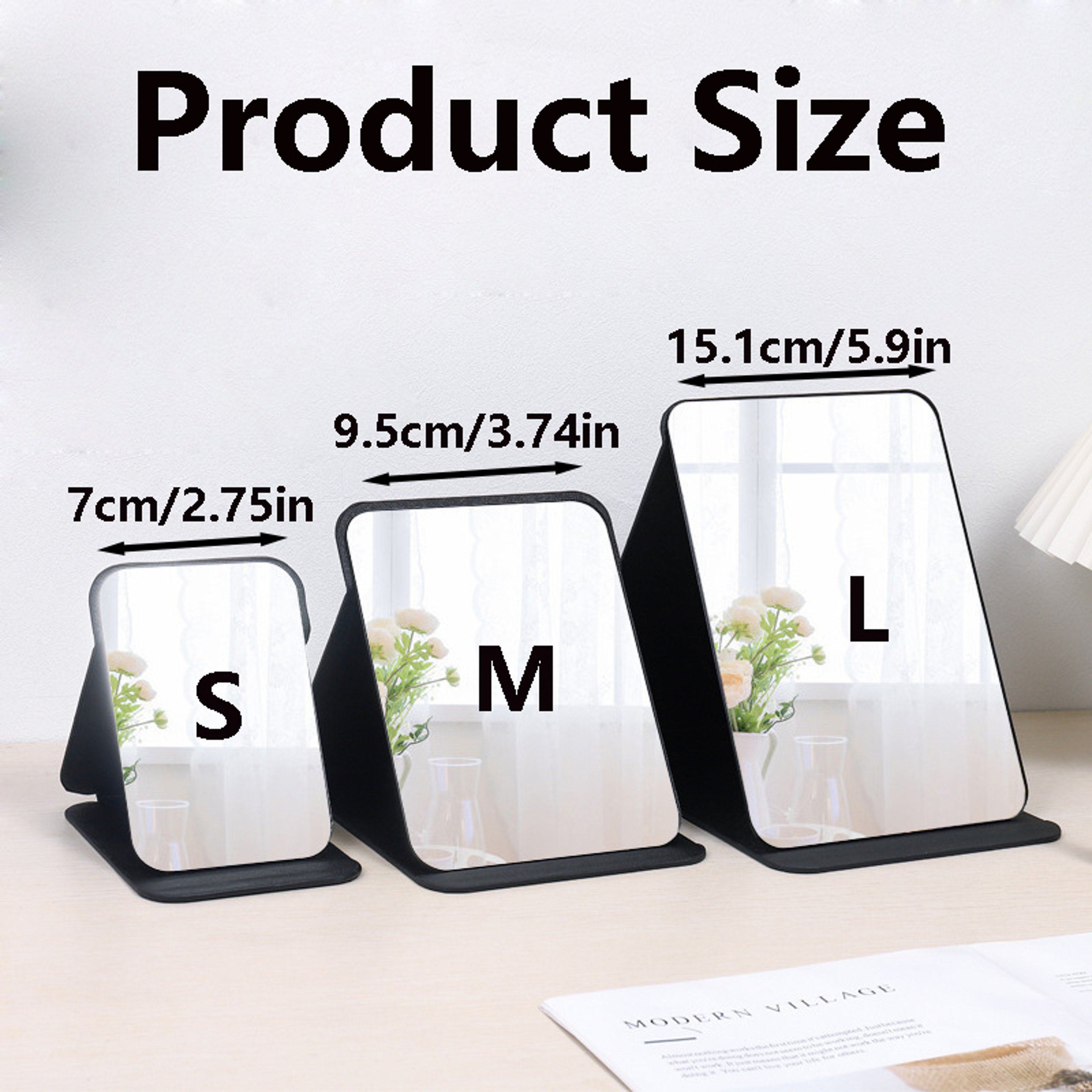 Portable Folding Makeup Mirror With PU Leather Cover Desktop Travel Makeup Mirror For Vanity 1