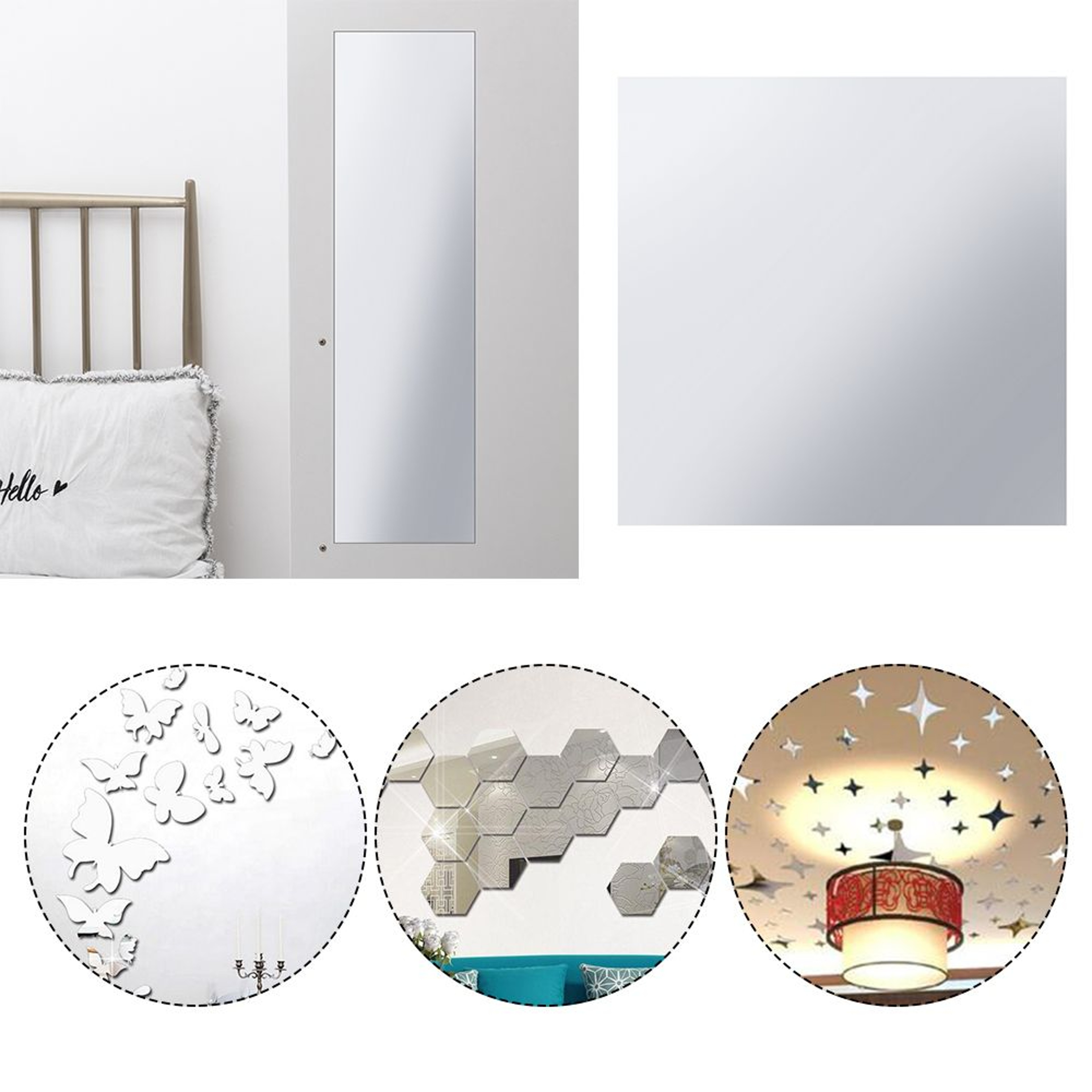 Modern Acrylic Mirror Stickers Self Adhesive Mirror Tiles for DIY Wall Mirror Decor – view 3