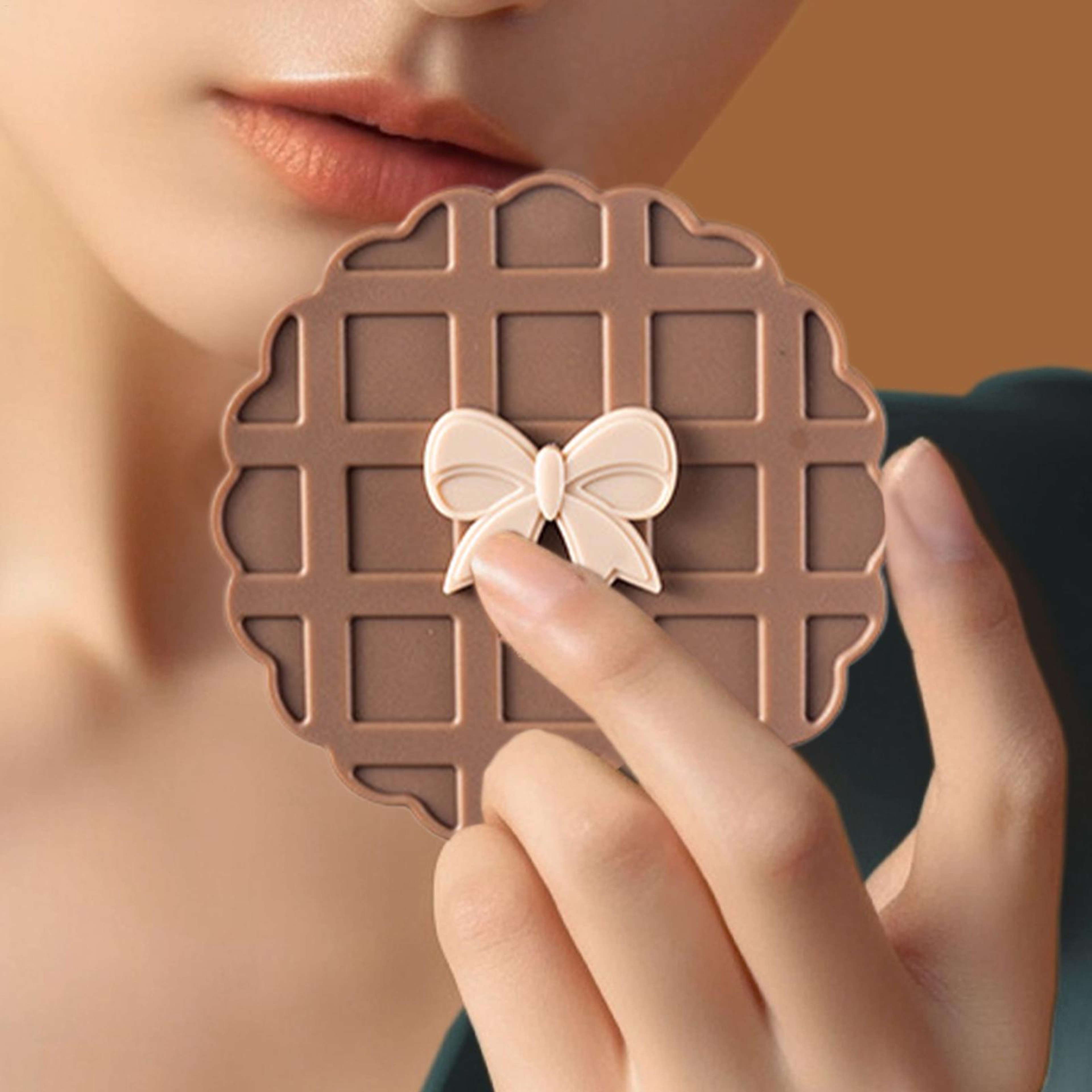 Waffle Compact Makeup Mirror Double Sided Pocket Mirror For Travel And Daily Touch Ups 2