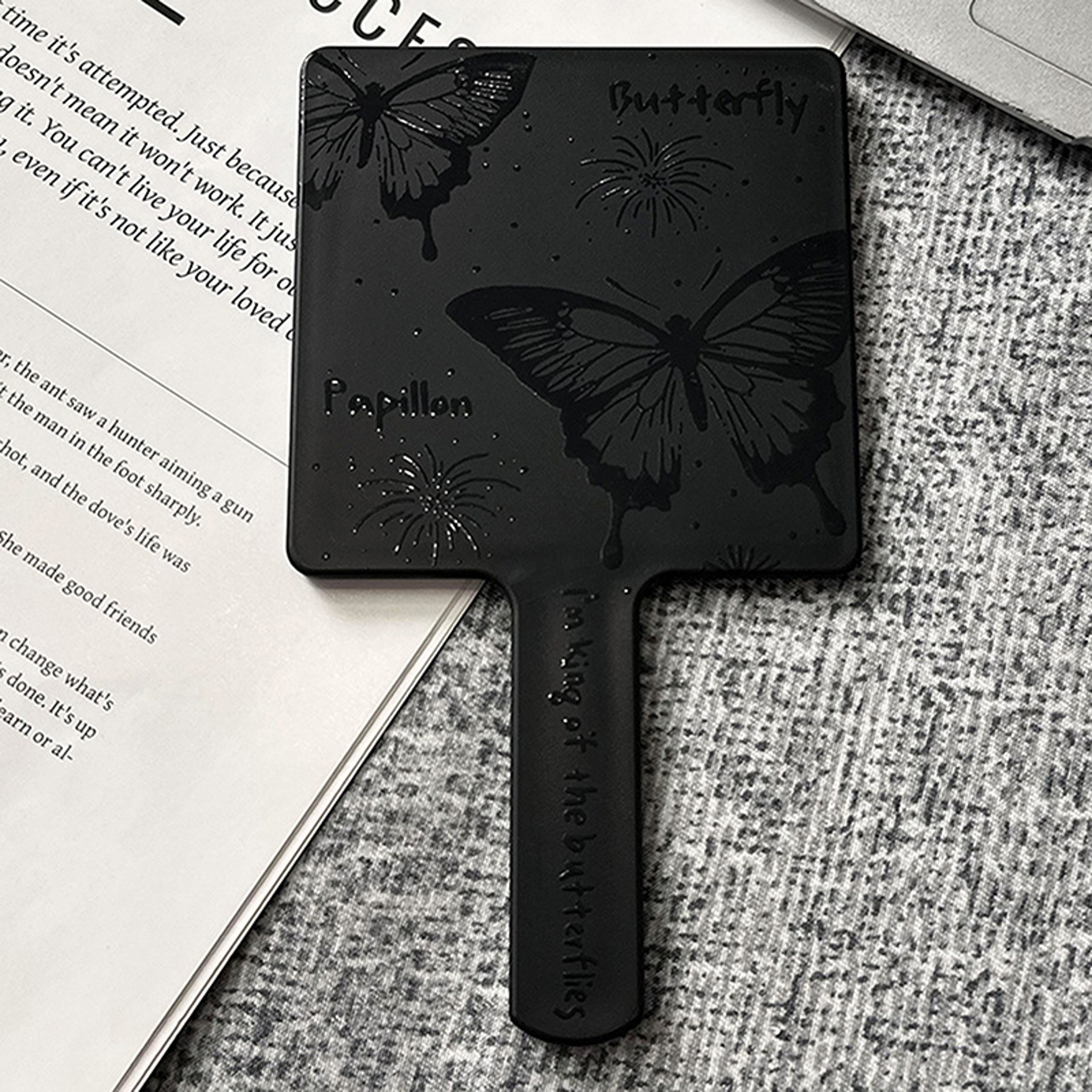 Vintage Butterfly Handheld Makeup Mirror Portable Square Vanity Mirror For Travel  Daily Beauty 7