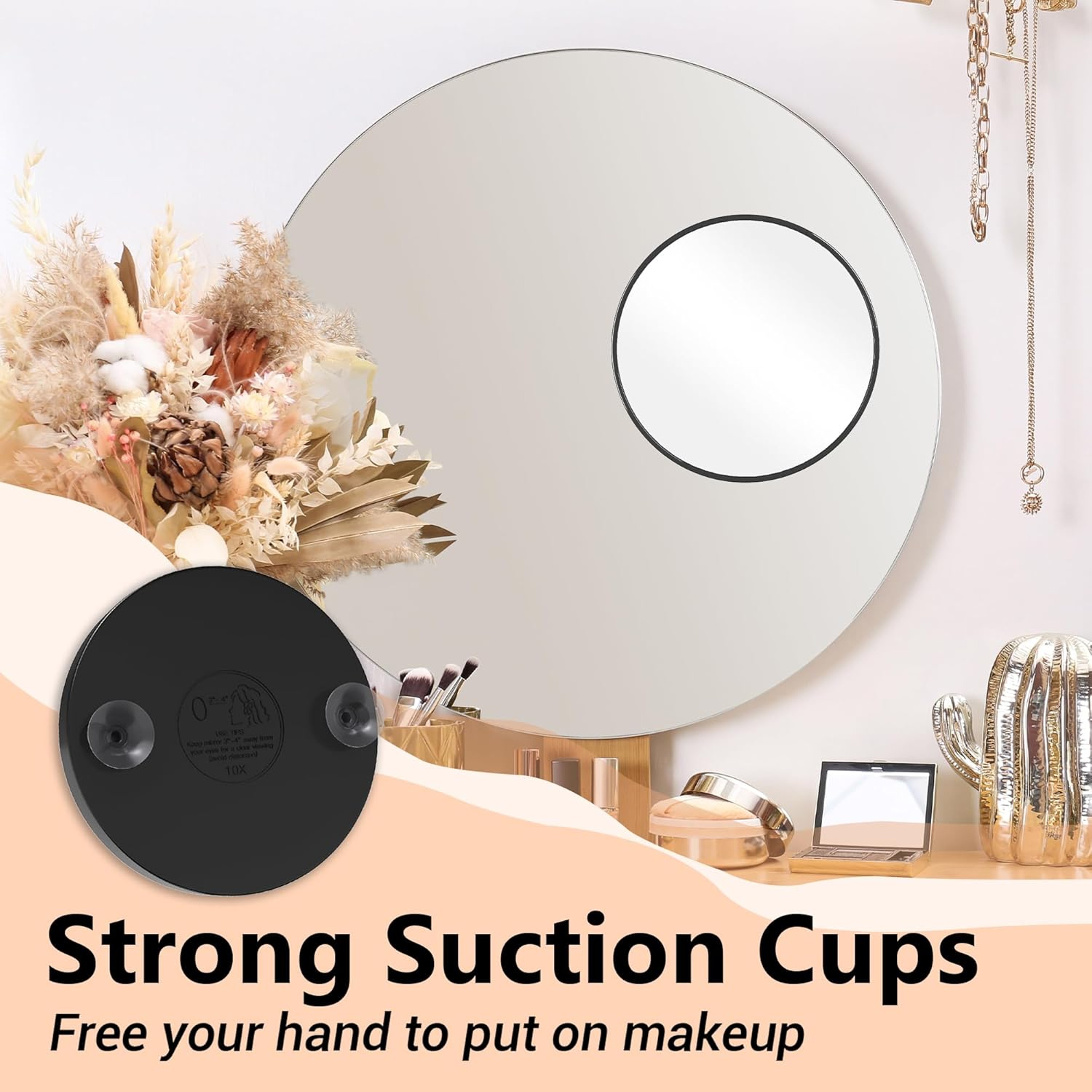 Magnifying Makeup Mirror with Suction Cups Portable Travel Vanity Mirror – view 4