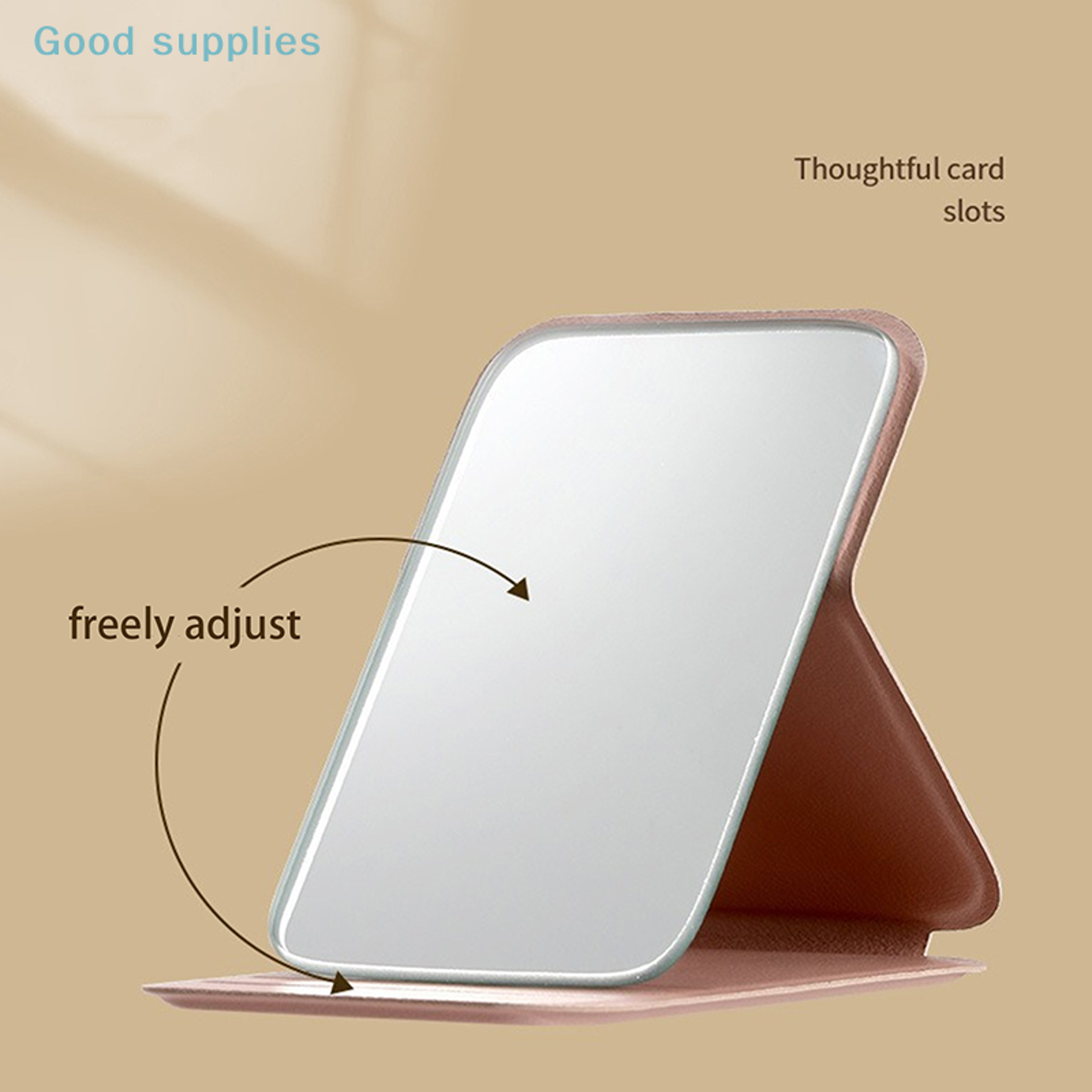 Travel Makeup Mirror With PU Leather Case DoubleSided Foldable Compact Mirror 1