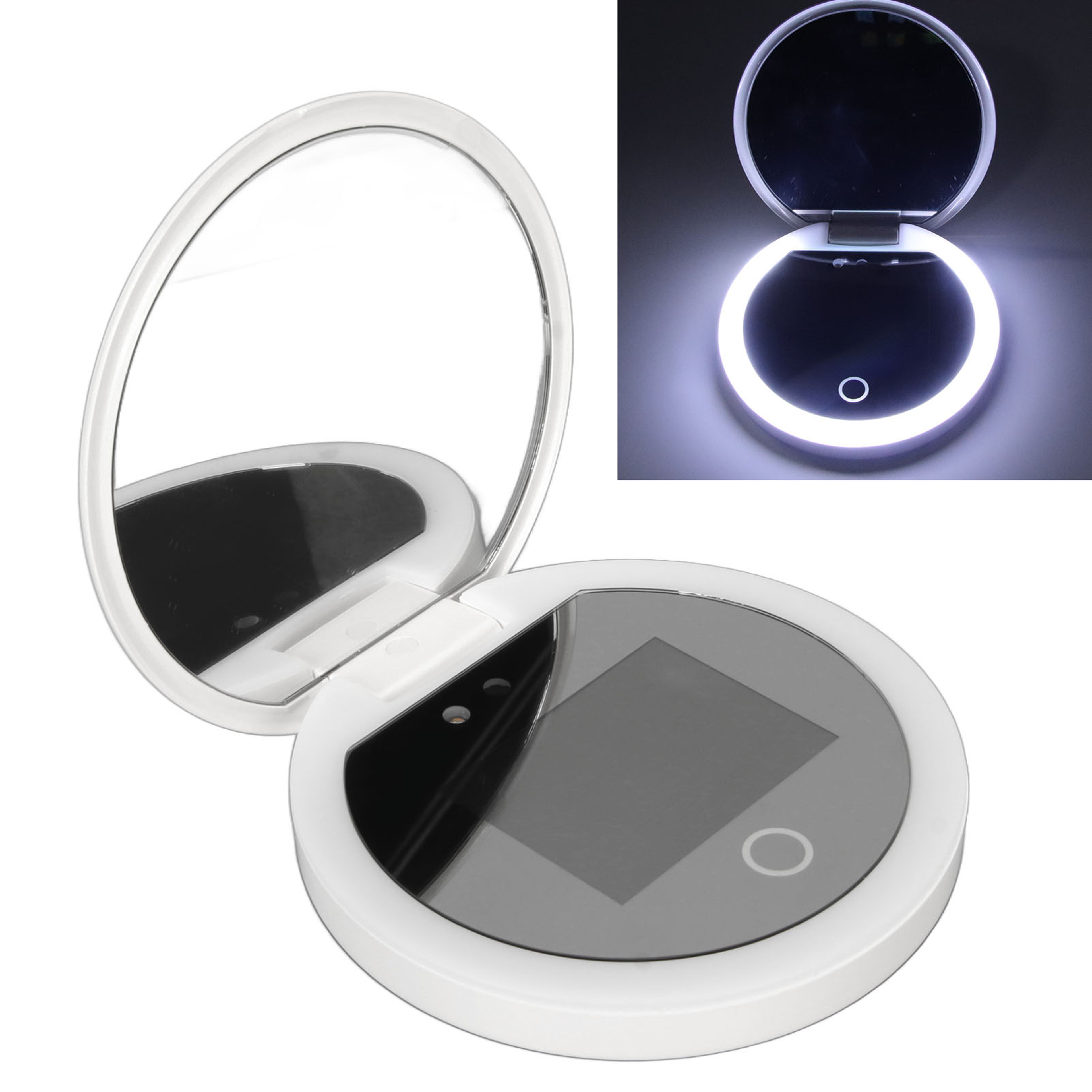 UV Sunscreen Mirror with UV Camera, LED Compact Travel Makeup Mirror & 2X Magnification – view 4