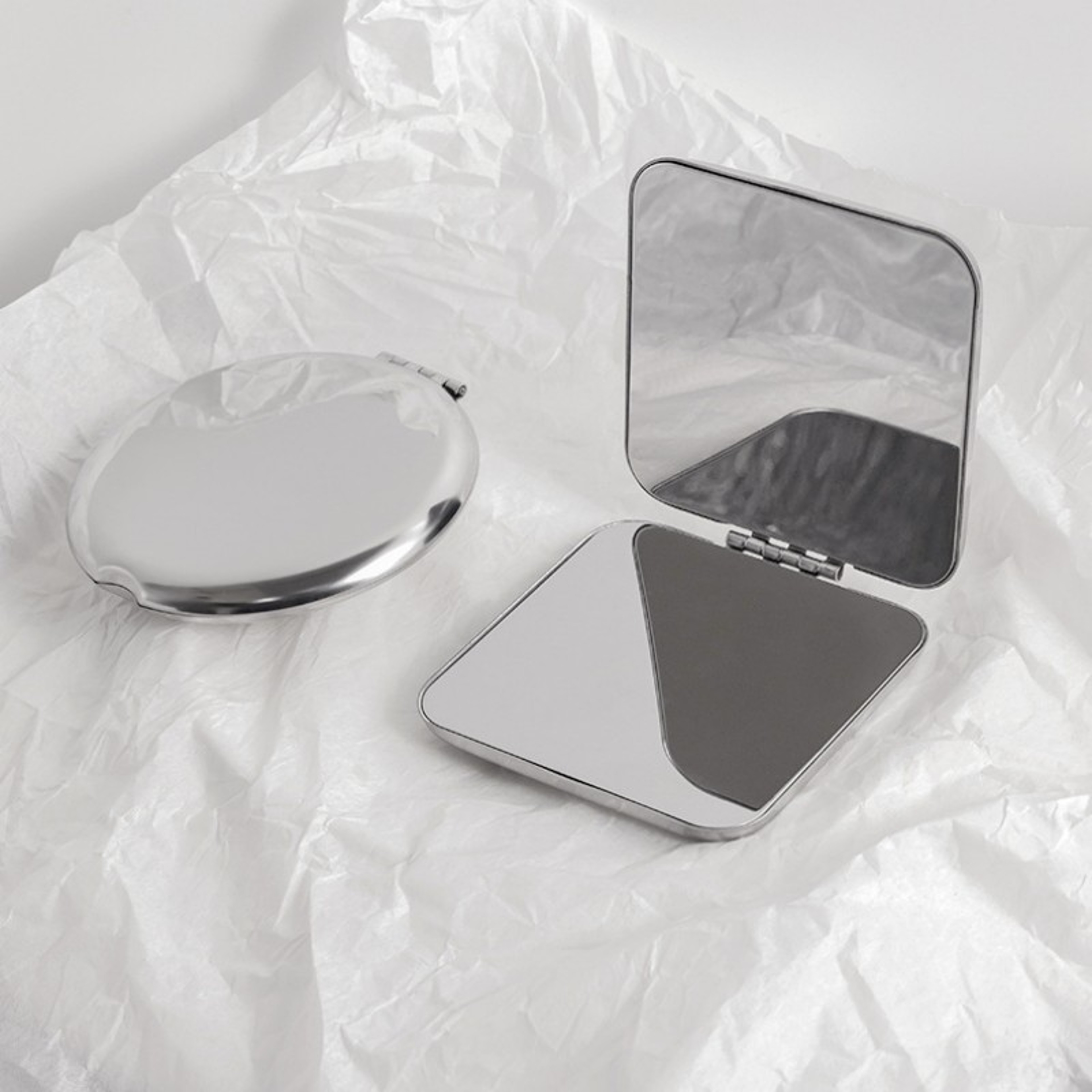 Compact Makeup Mirror Travel Makeup Mirror Double Sided Stainless Steel Pocket Mirror 8
