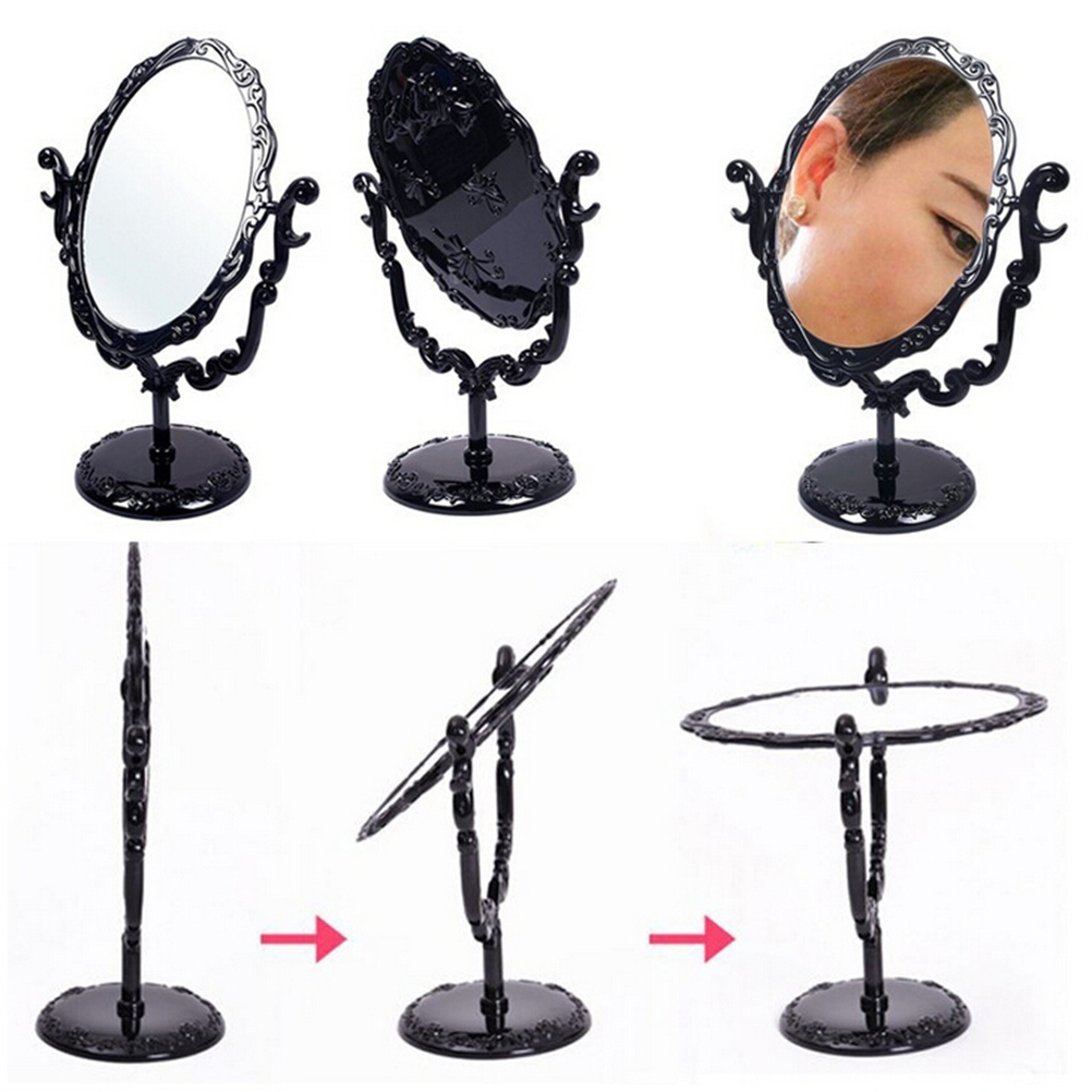 Gothic Rose Vintage Makeup Mirror with Butterfly Frame Rotating Vanity Mirror for Desktop Vanity – view 1