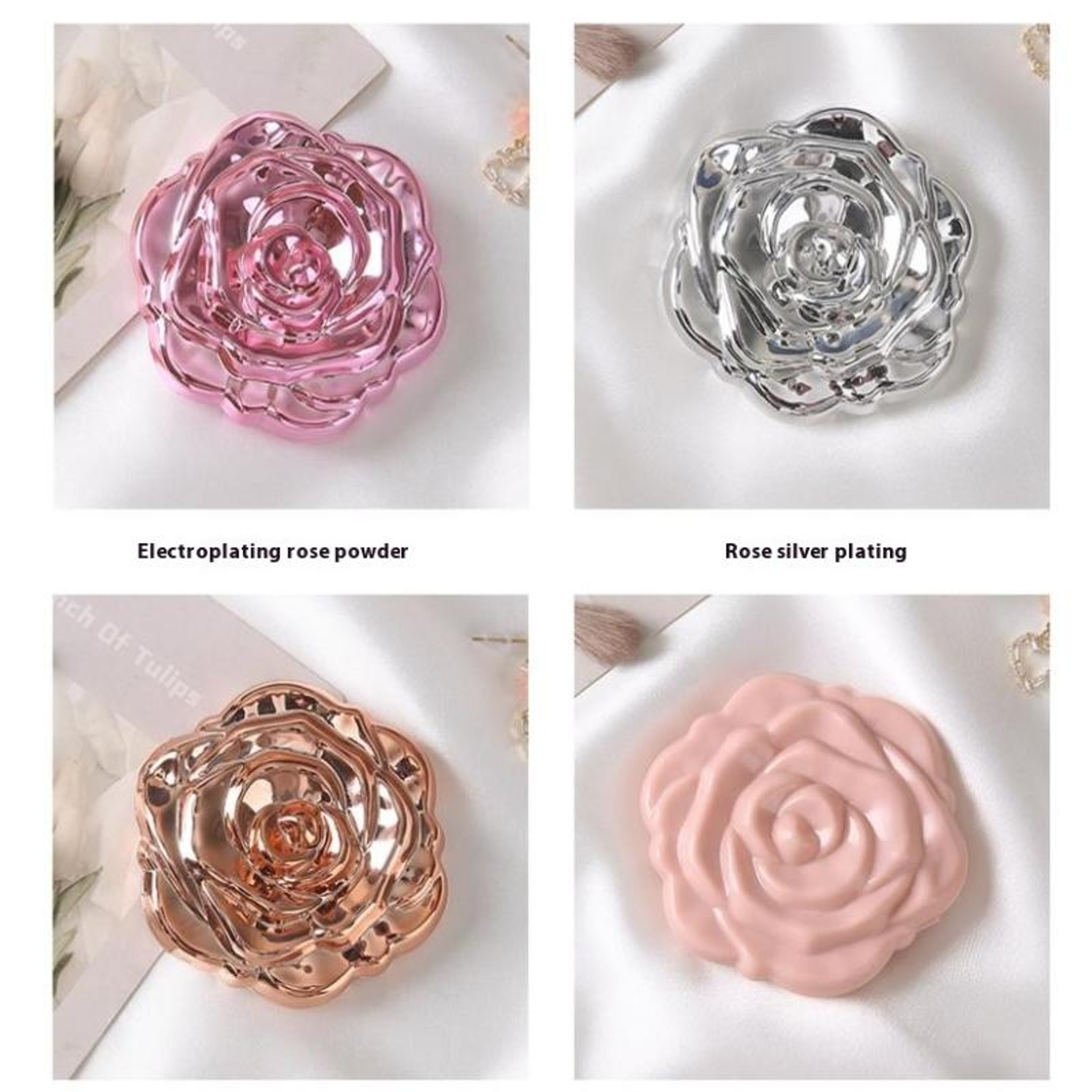 Vintage Rose Compact Makeup Mirror Double Sided Pocket Travel Mirror – view 5