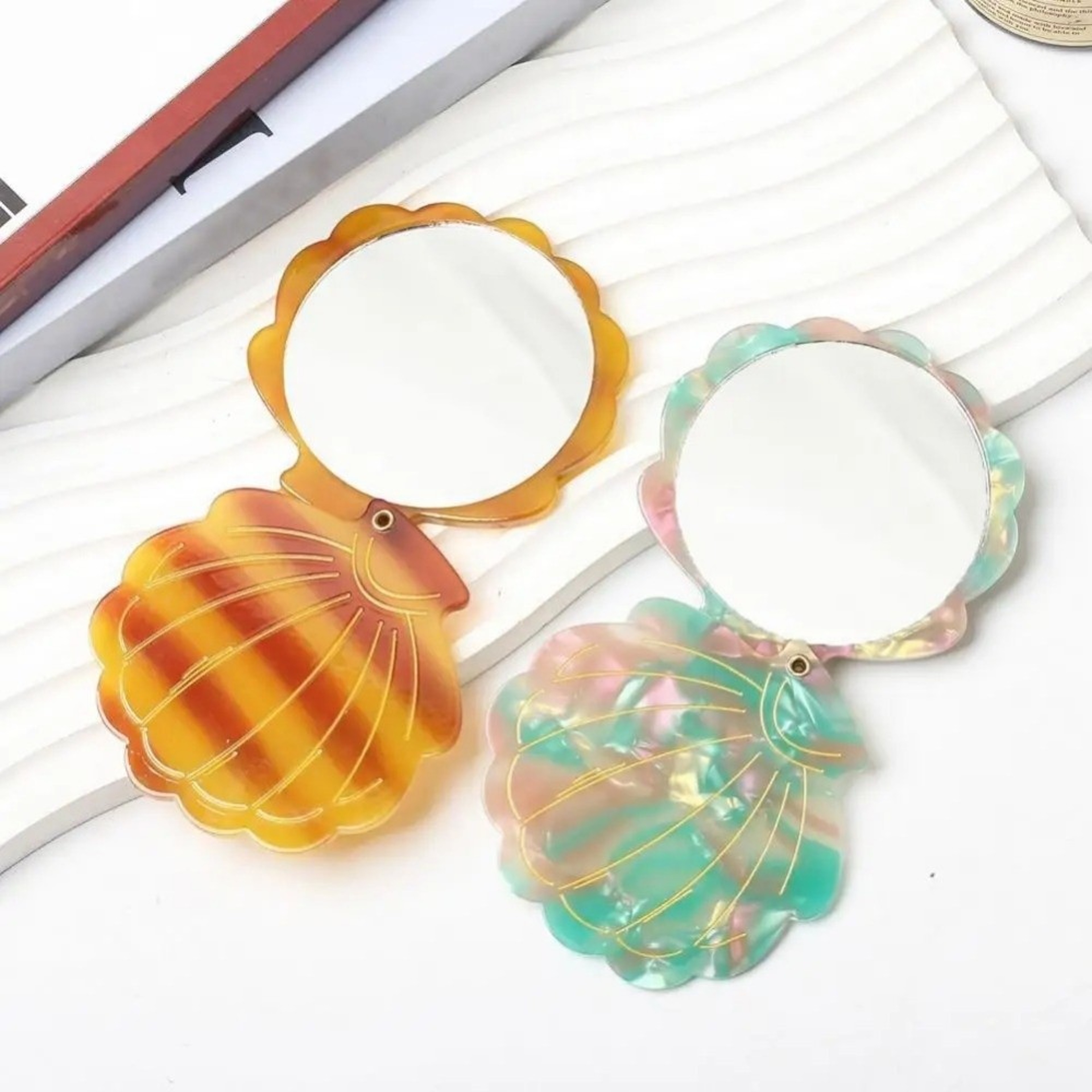 Elegant Shell Compact Makeup Mirror for Travel | Portable Folding Pocket Cosmetic Mirror – view 5