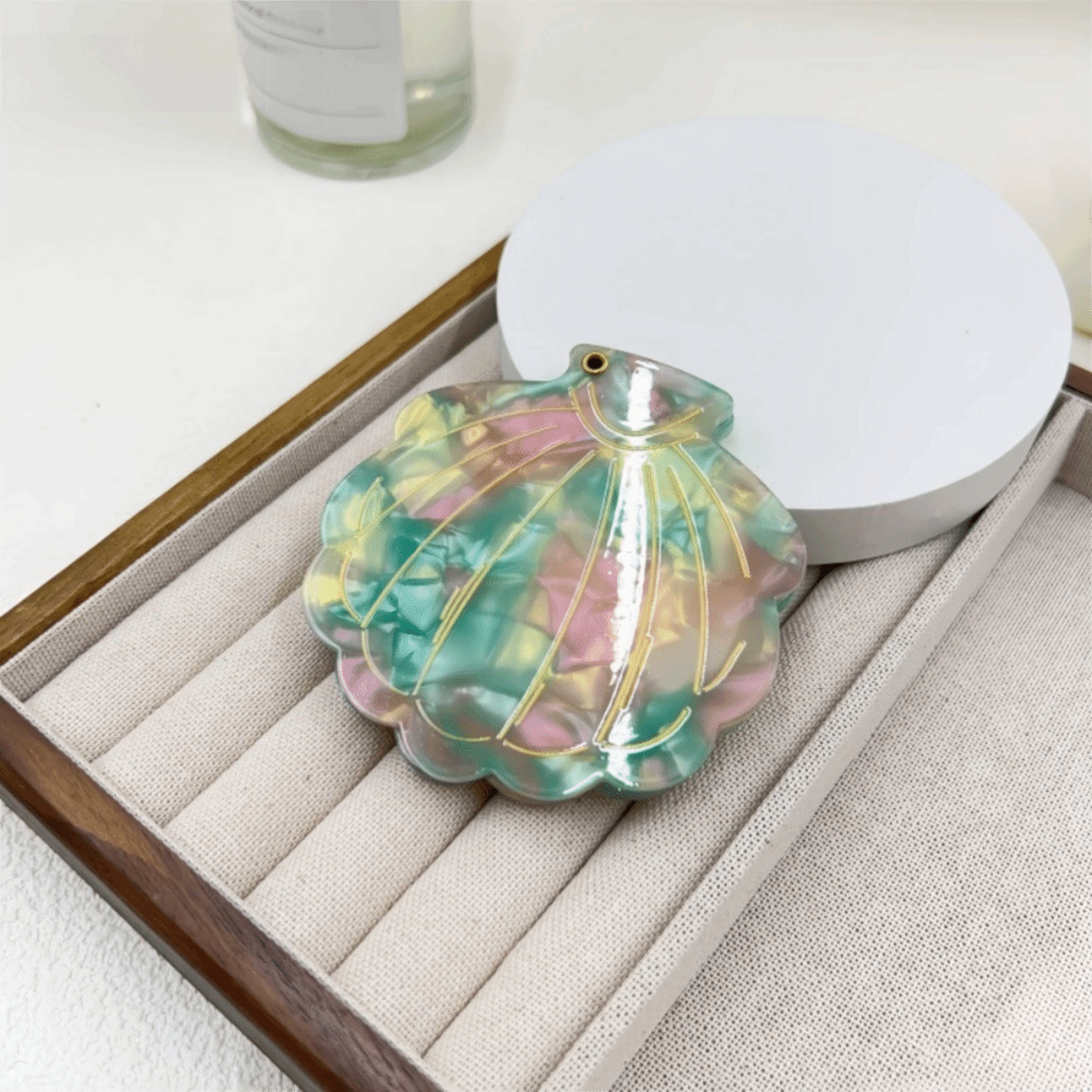 Elegant Shell Compact Makeup Mirror for Travel | Portable Folding Pocket Cosmetic Mirror – view 15
