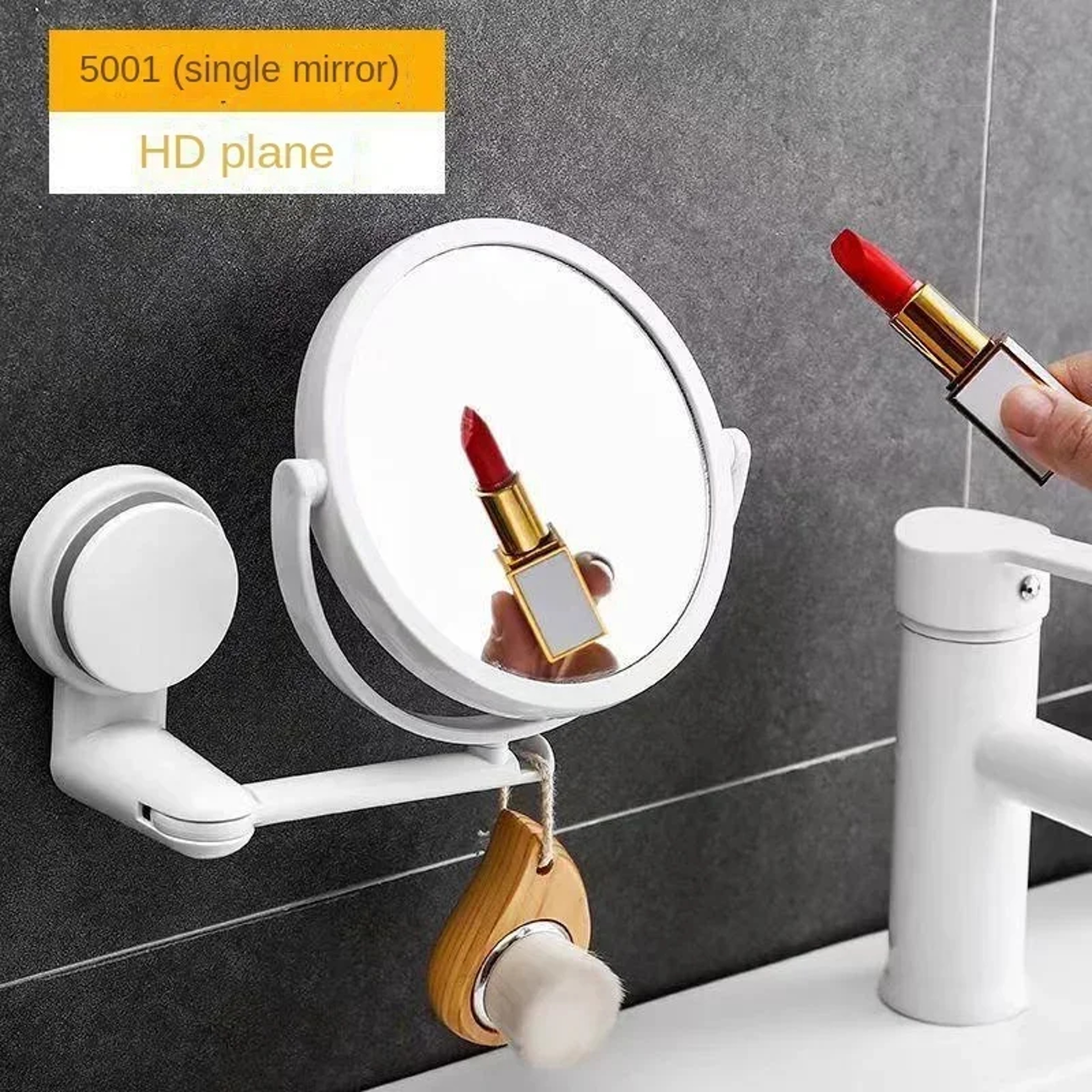 Wall Mounted Makeup Mirror with Extendable Arm Double Sided Swivel No Drill Bathroom Mirror – view 8