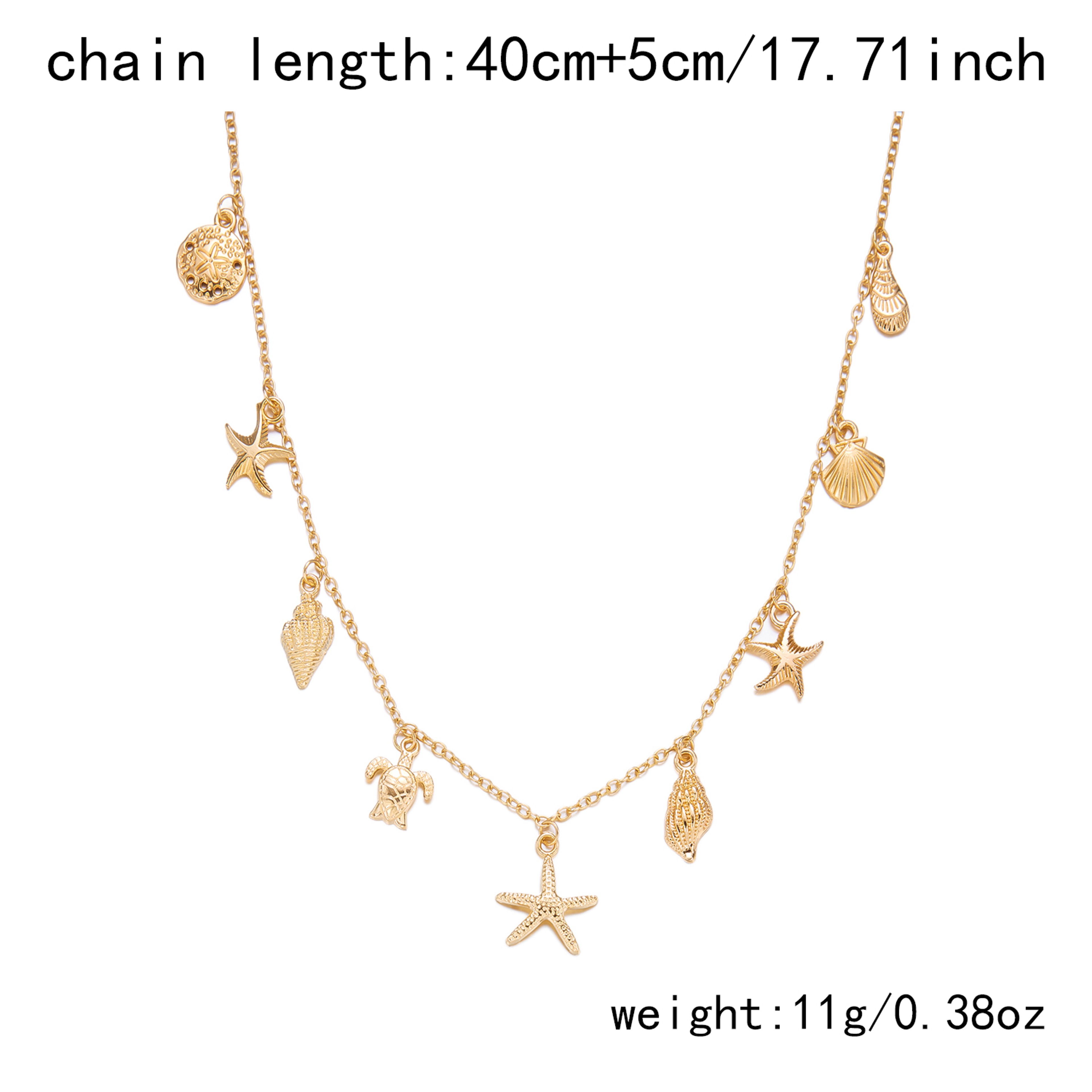 Gold Starfish & Shell Pendant Necklace for Women – Beach Jewelry Ocean-Inspired Coastal Necklace – view 2