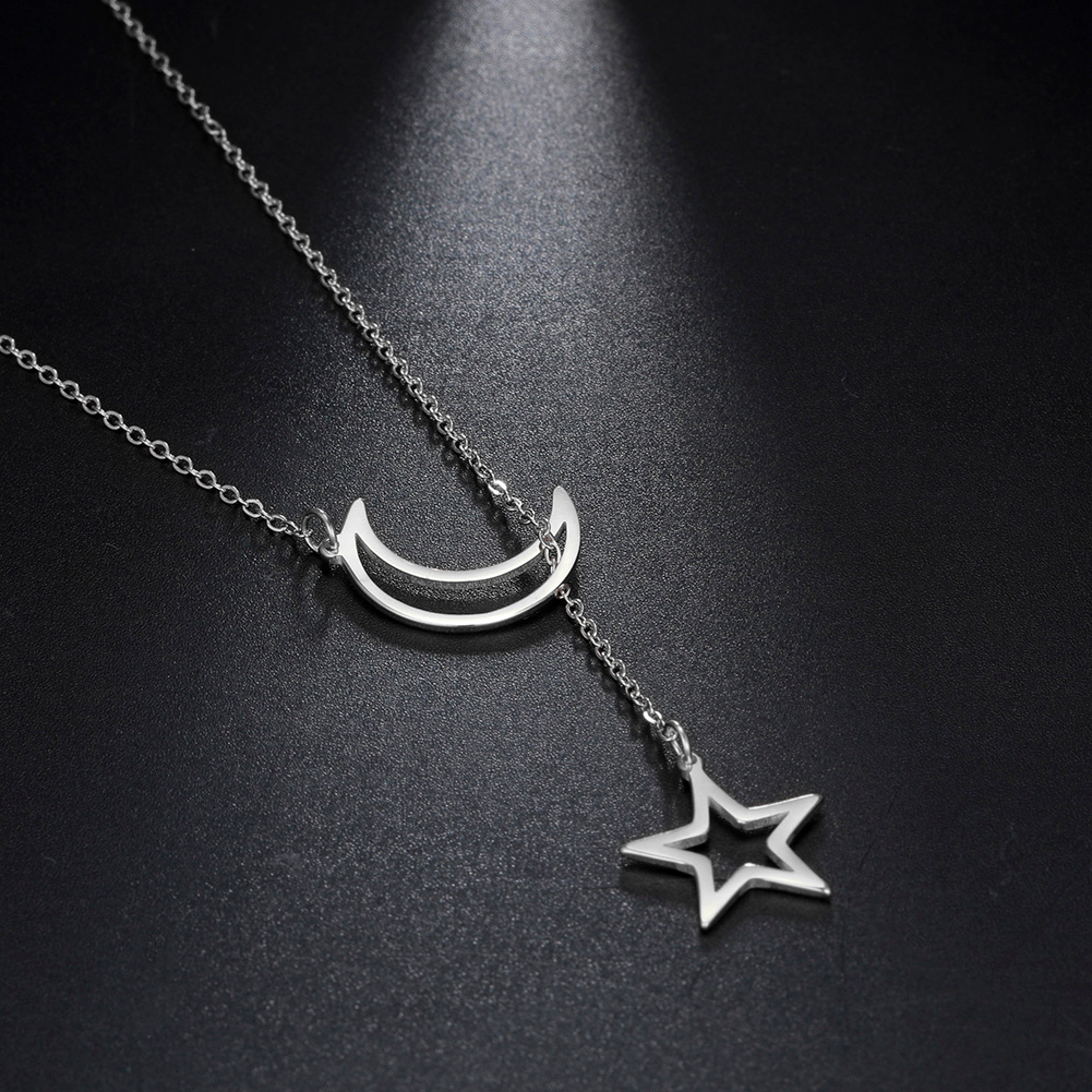 Moon Star Pendant Necklace for Women Stainless Steel Gold Choker Minimalist Celestial Jewelry – view 3