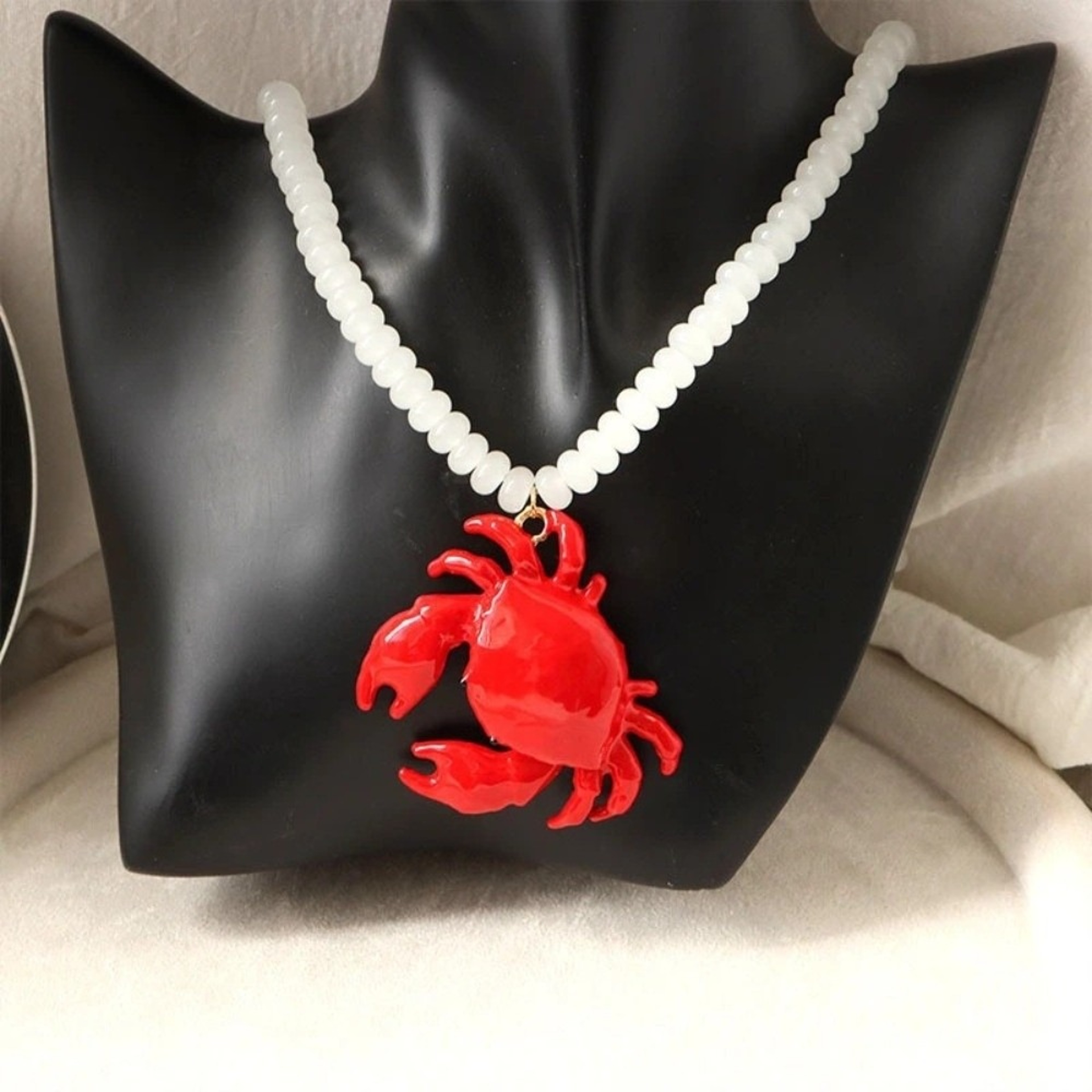 Boho Crab Necklace Handmade Enamel Summer Pendant for Beach & Coastal Style – view 2