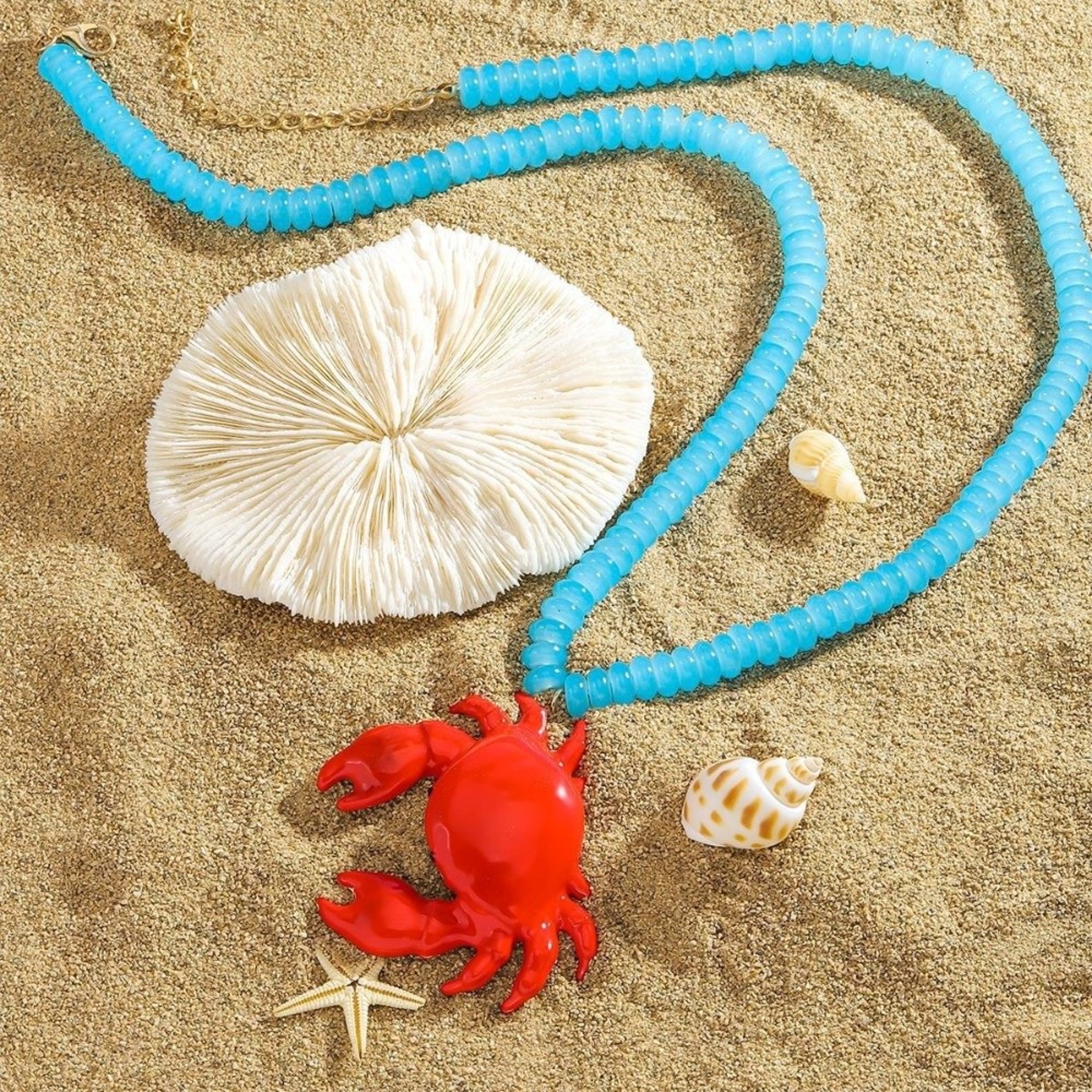 Boho Crab Necklace Handmade Enamel Summer Pendant for Beach & Coastal Style – view 7