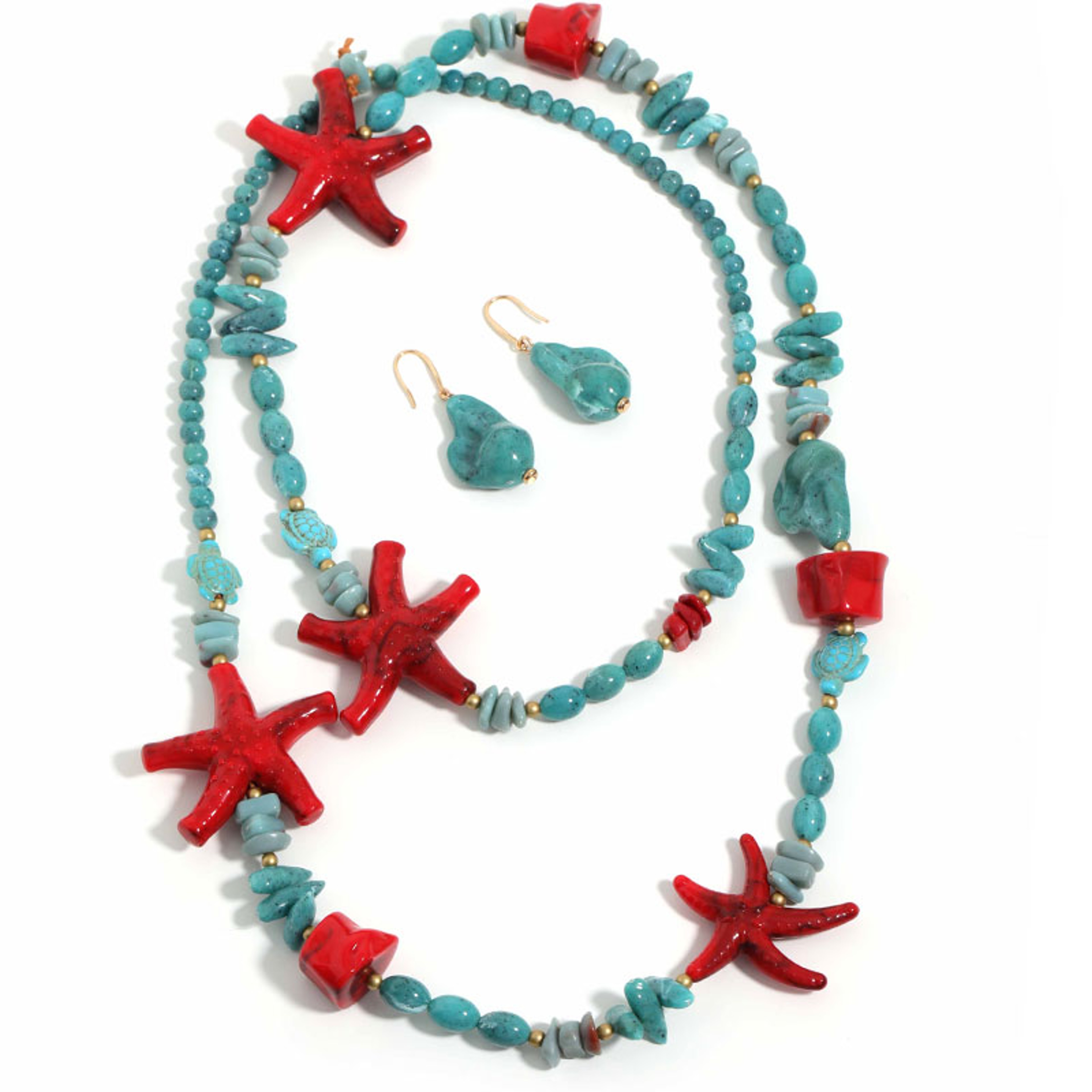 Boho Starfish Necklace & Earrings Set for Women Tropical Beach Statement Jewelry – view 5