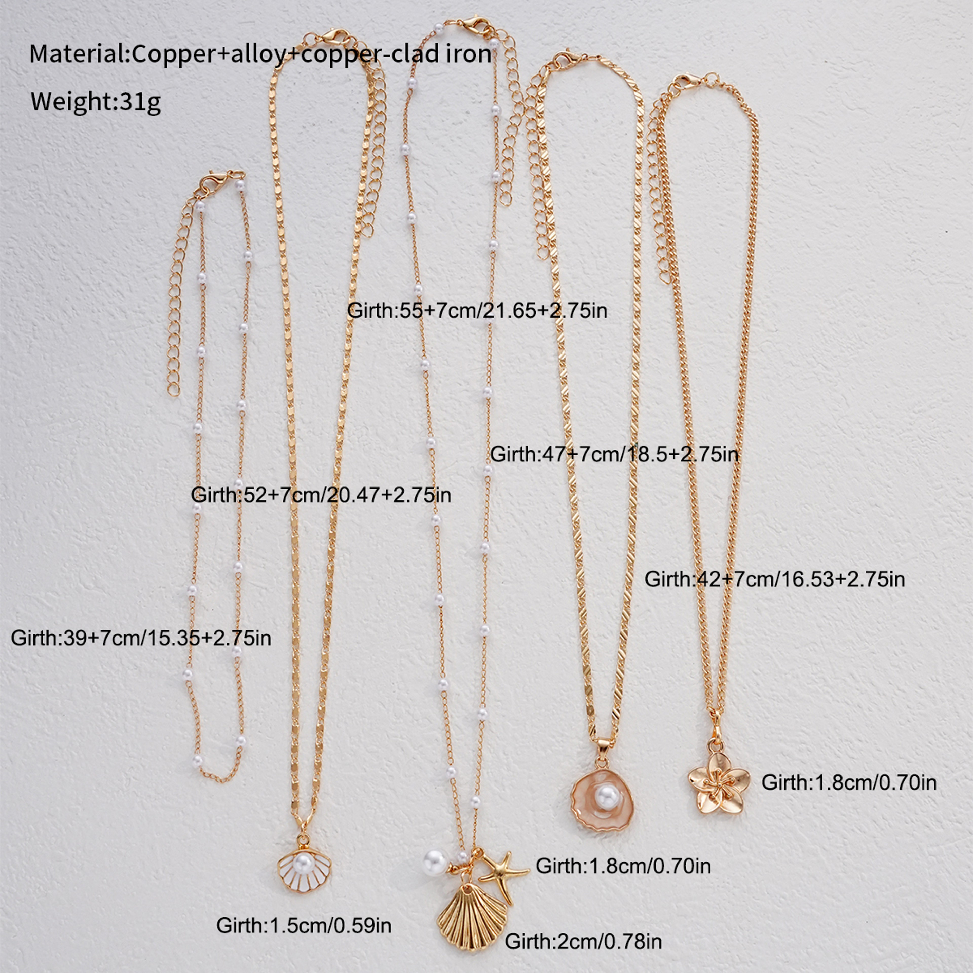Boho Shell Necklace Set for Women Starfish necklace set with Layered Pearl Beach Jewelry – view 6