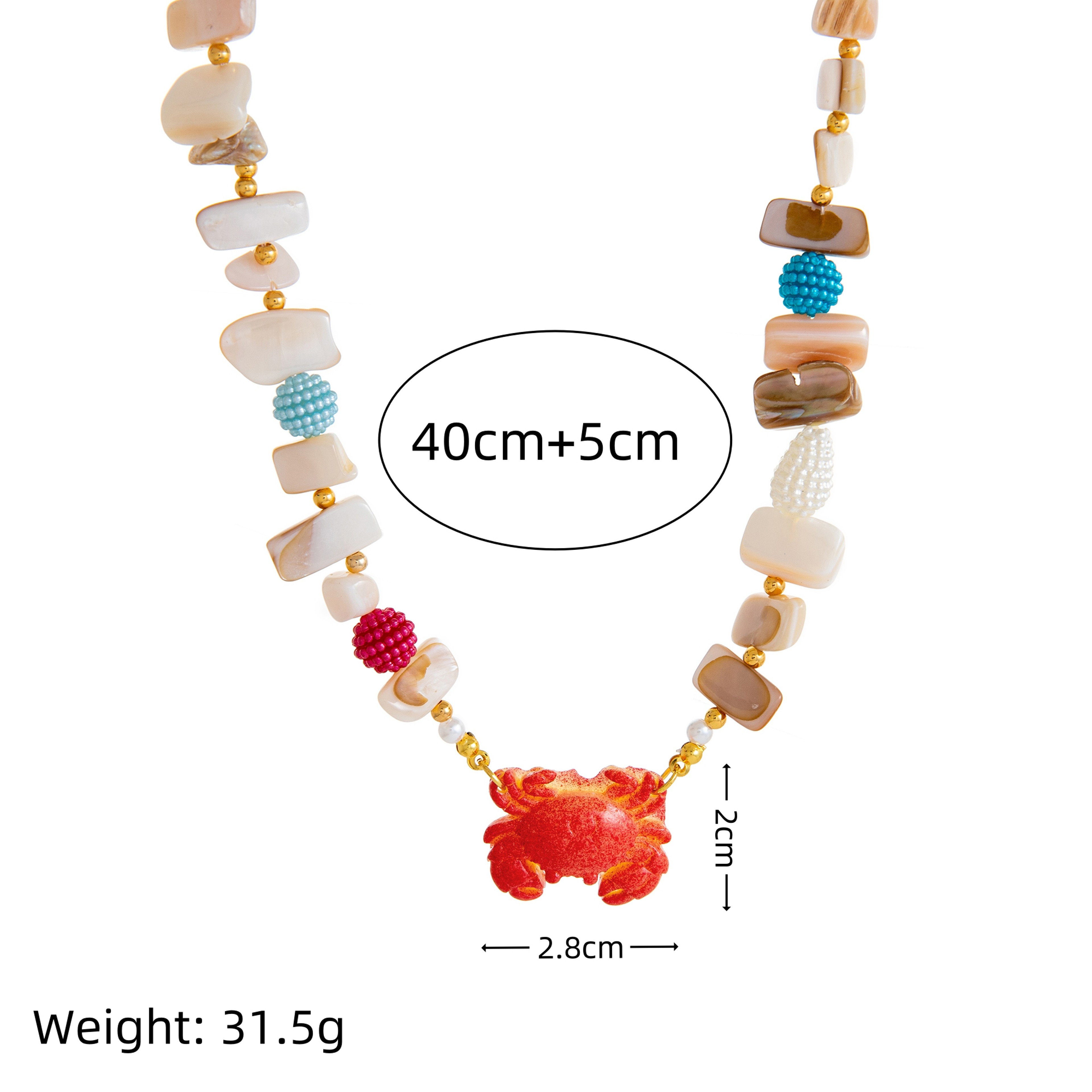 Beach Shell Necklace with Starfish & Ocean Pendant | Summer Beaded Coastal Jewelry for Women – view 6
