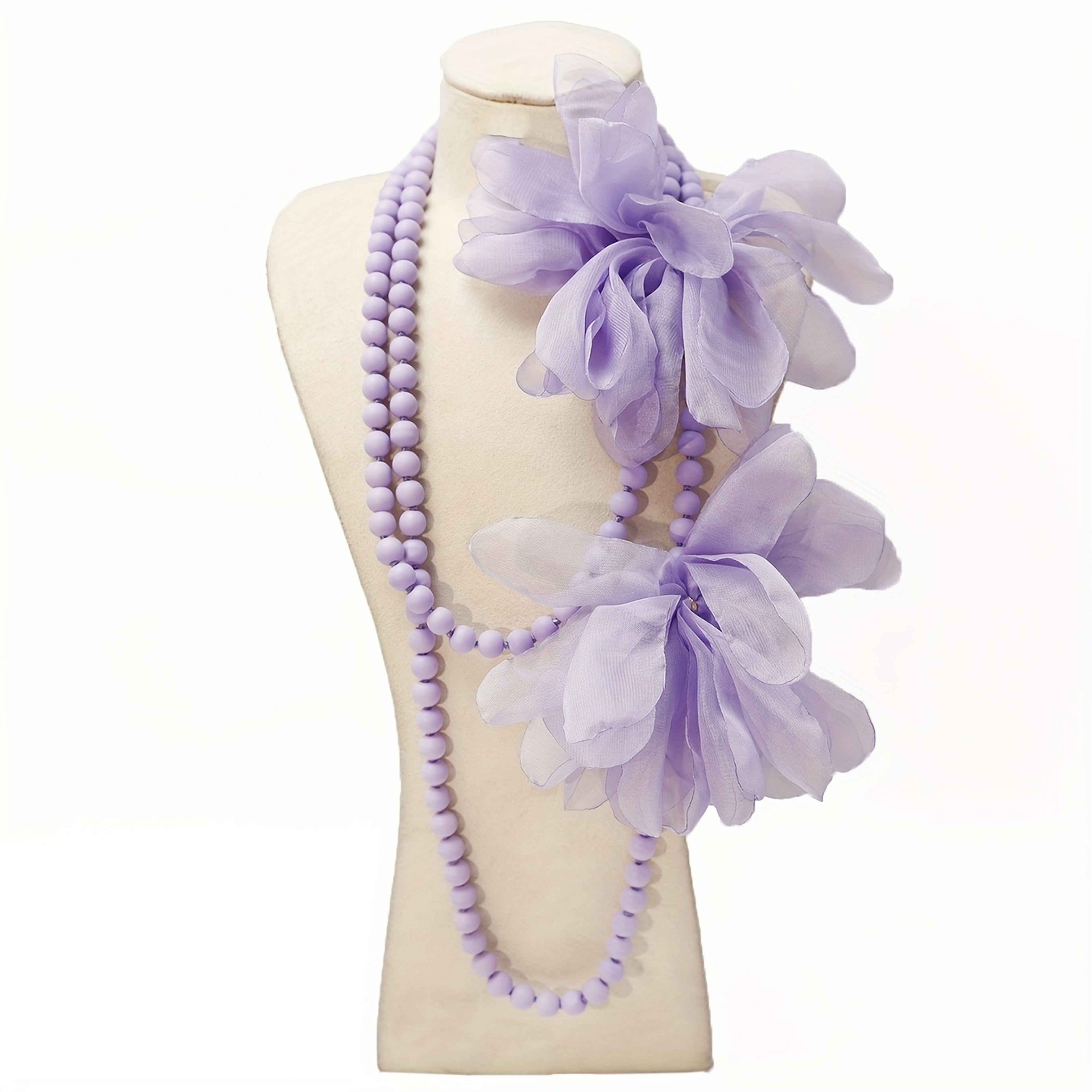 Flower Statement Necklace with Handcrafted Glass Beads Long Floral Pendant for Women – view 5