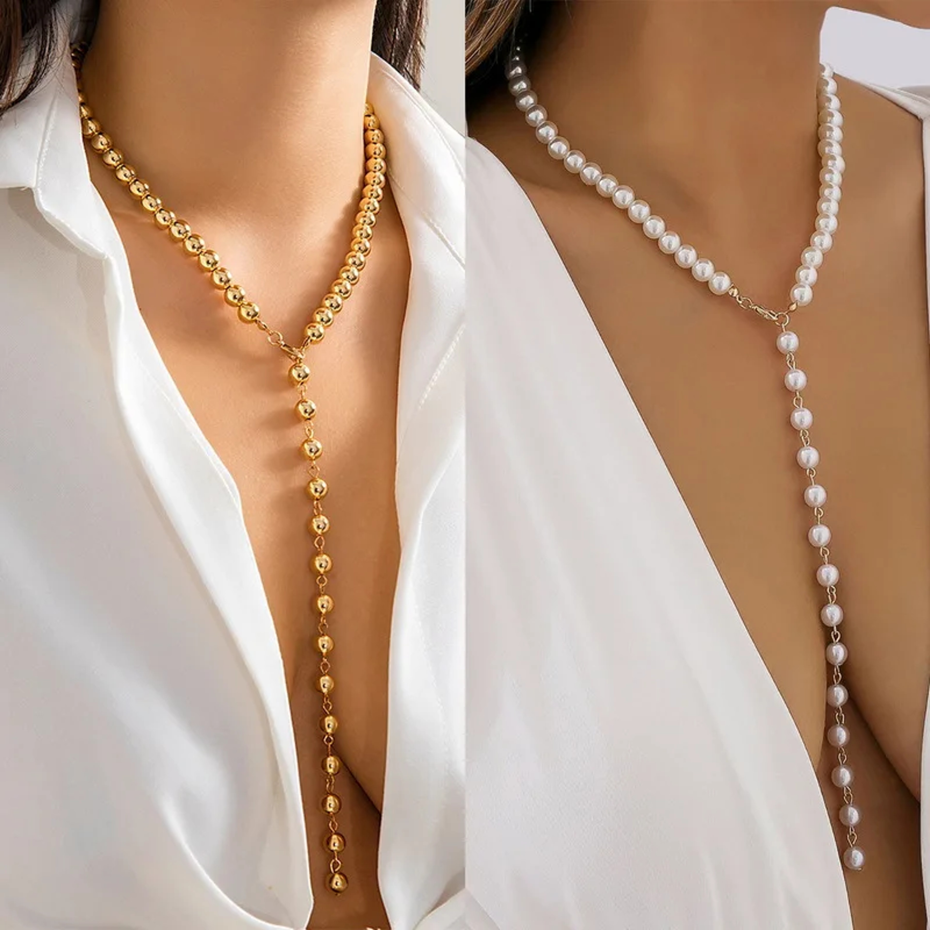 Boho Pearl Necklace with Long Tassel Pendant for Women Beach Layered Clavicle Jewelry – view 1