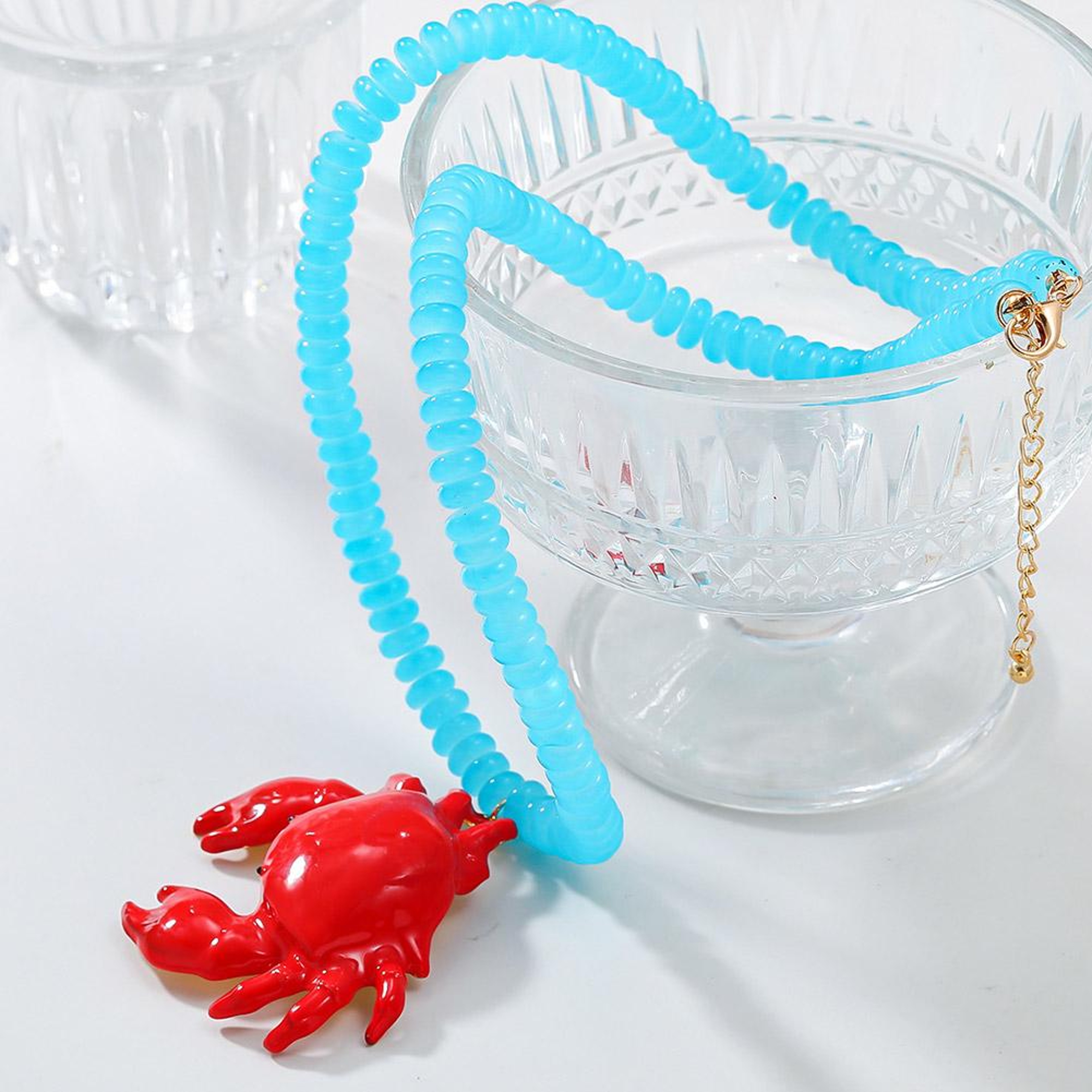 Red Crab Pendant Necklace Beach Choker for Women Ocean Inspired Statement Jewelry – view 6