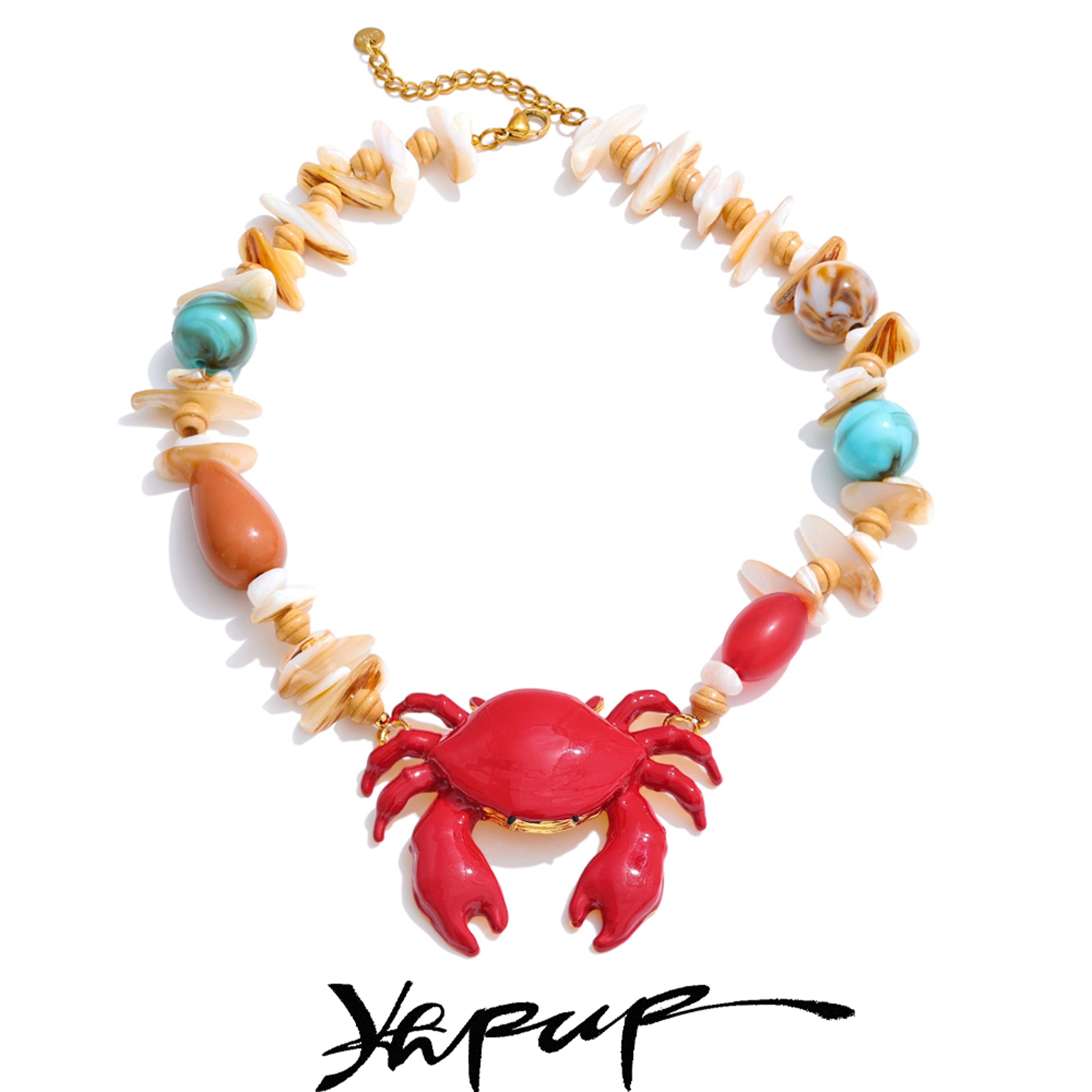 Handmade Crab Pendant Necklace With Ocean Shell Resin Charm Beach Jewelry 0