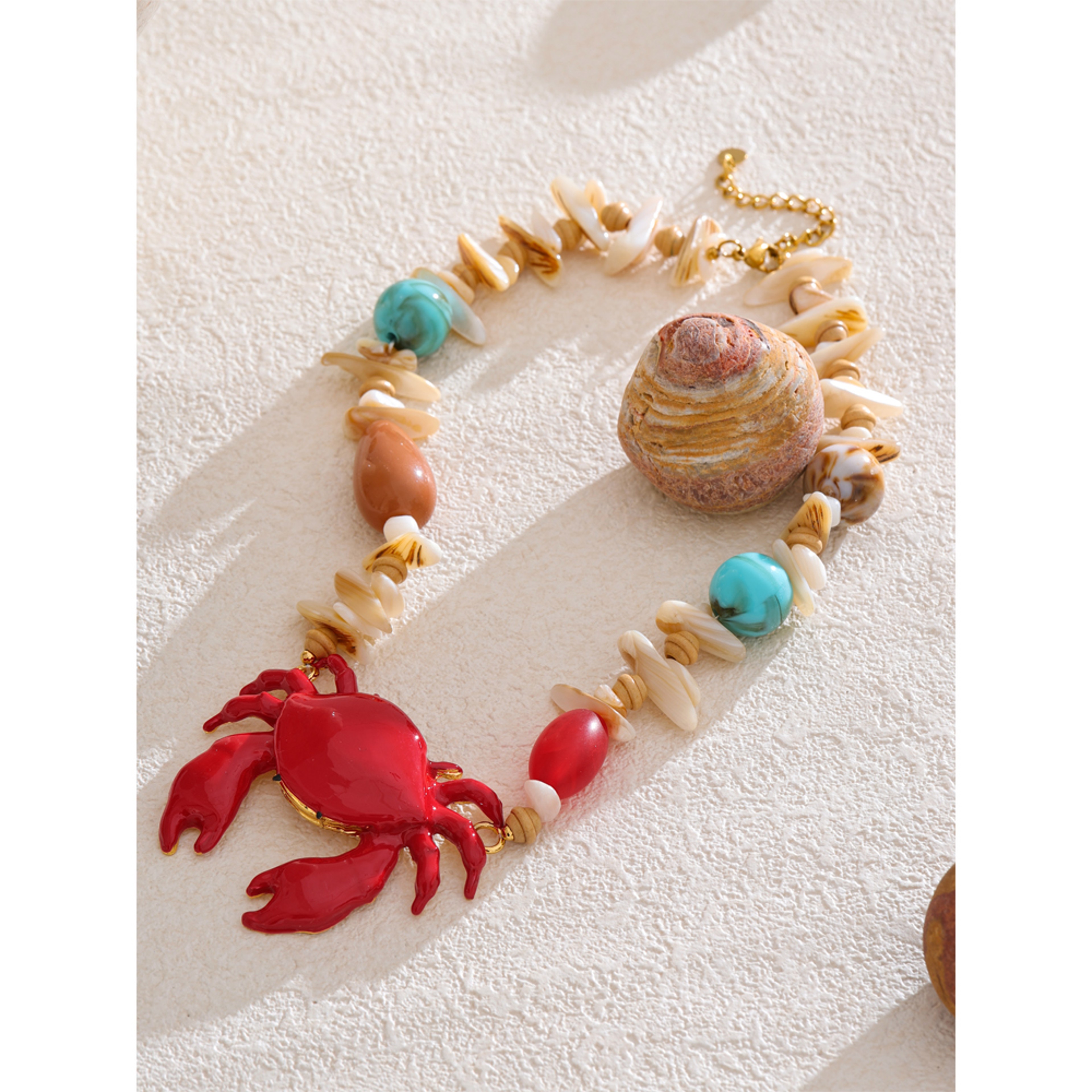Handmade Crab Pendant Necklace With Ocean Shell Resin Charm Beach Jewelry 3