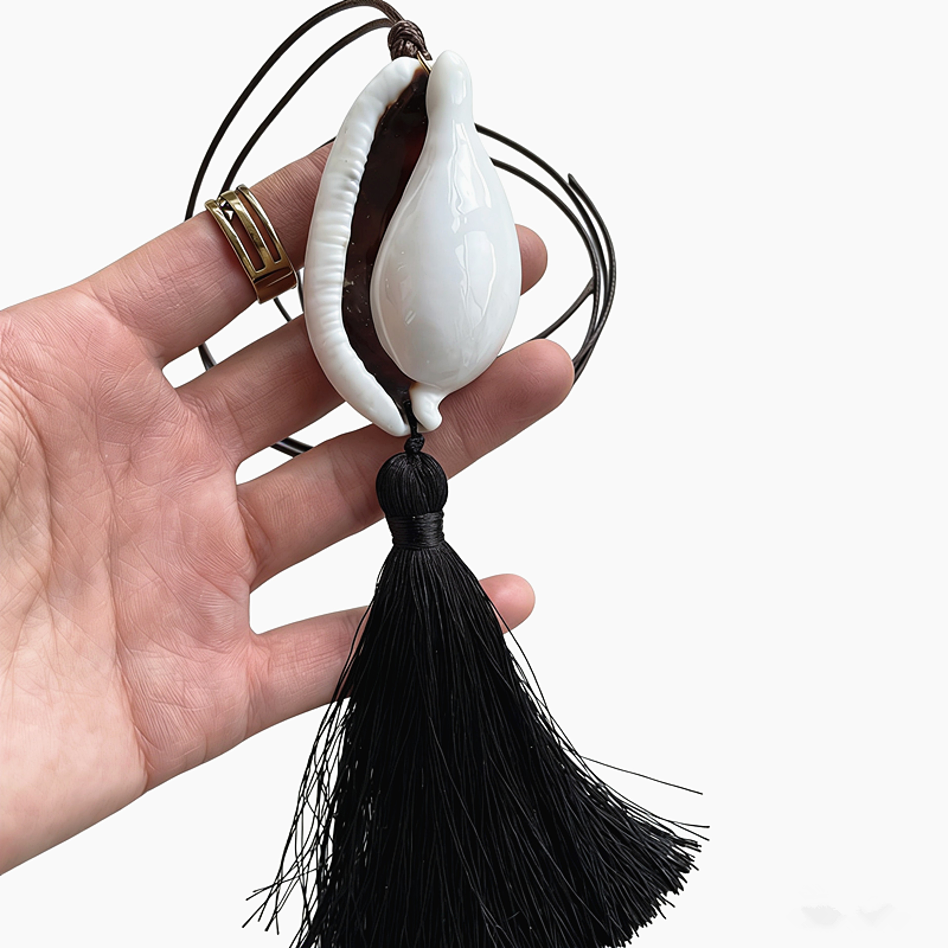 Boho Shell Tassel Lariat Necklace for Women – Beach Layered Vacation Jewelry – view 7