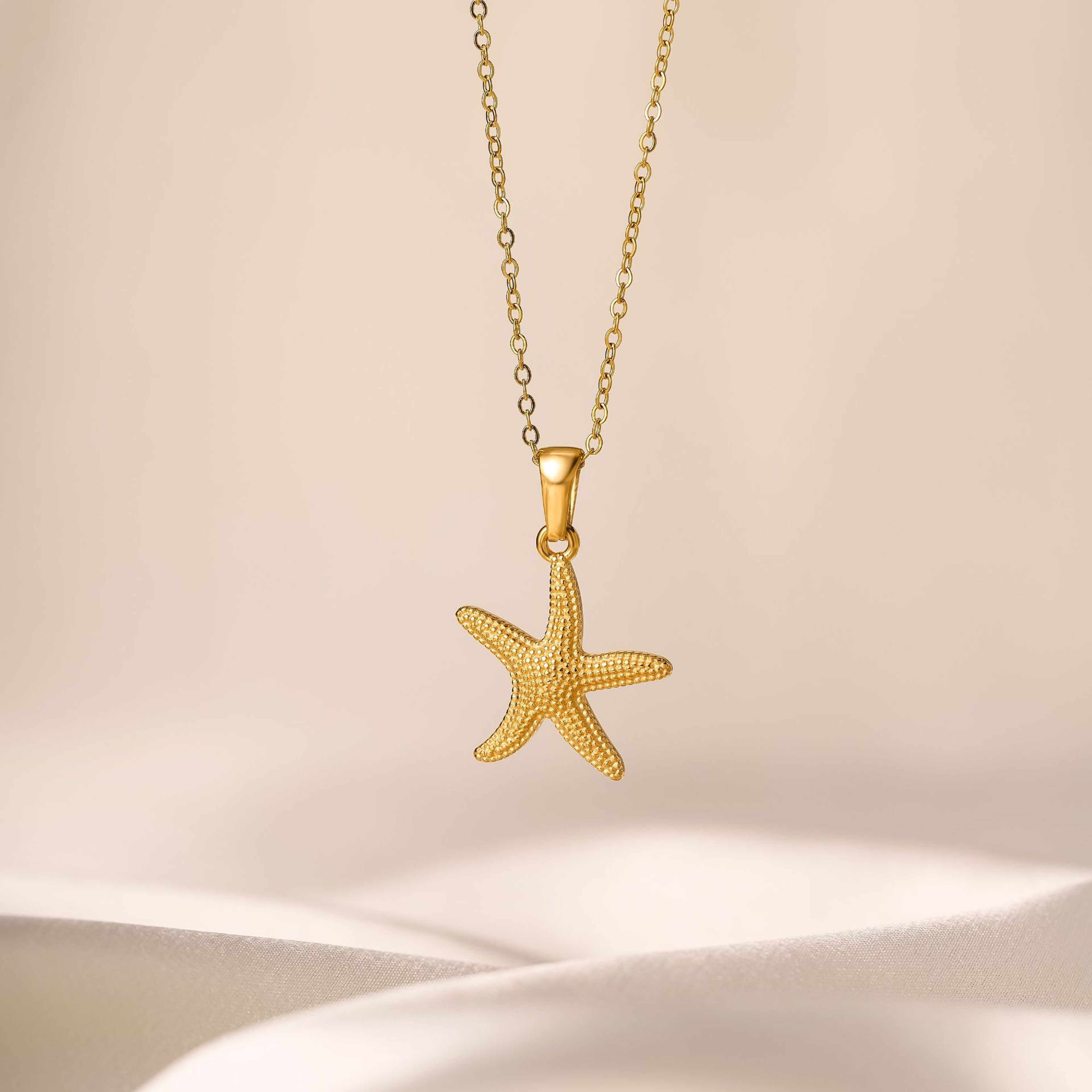 Gold Starfish Necklace & Shell Choker for Women Waterproof Stainless Steel Beach Ocean Jewelry – view 8