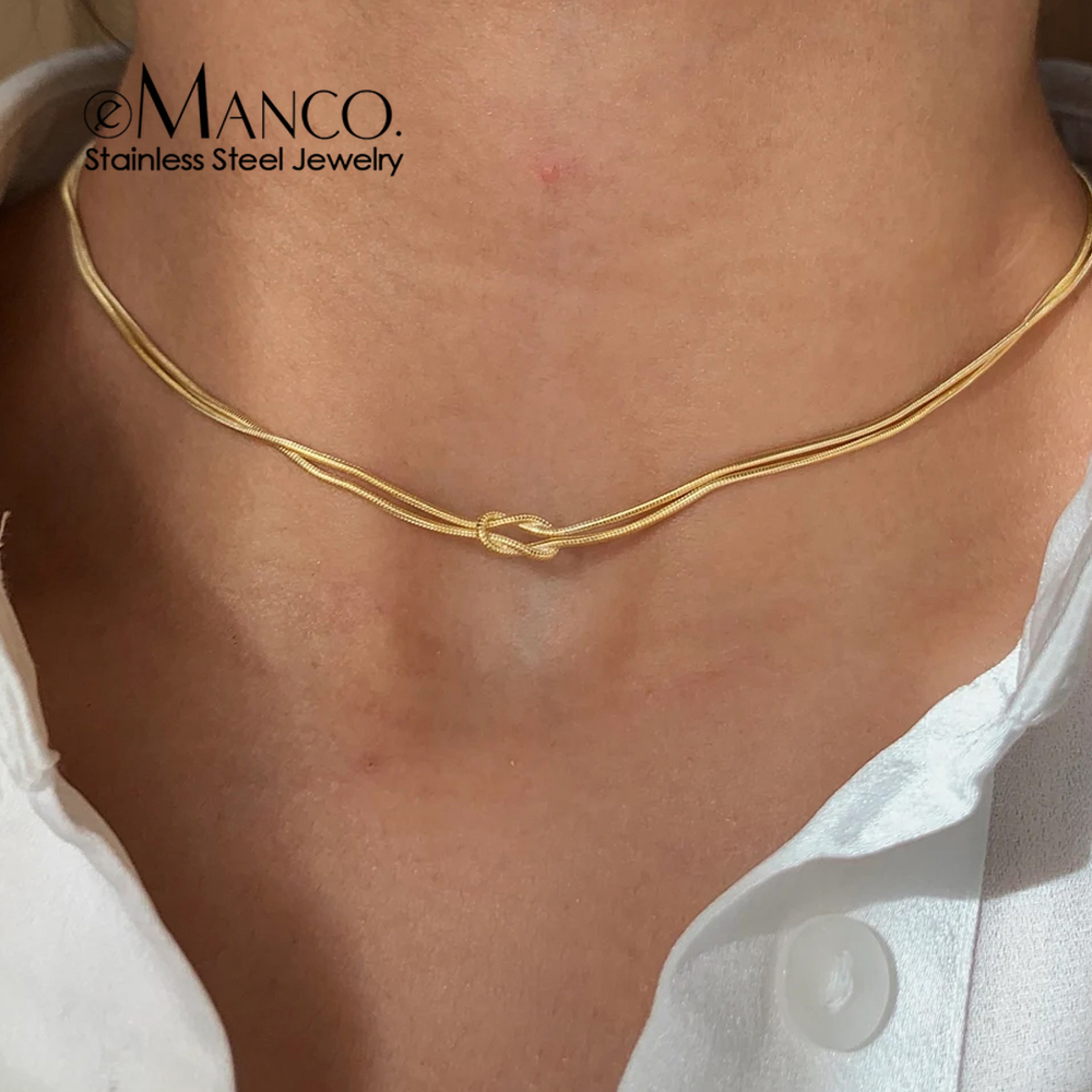 Gold Knot Necklace for Women Minimalist Stainless Steel Necklace – view 1