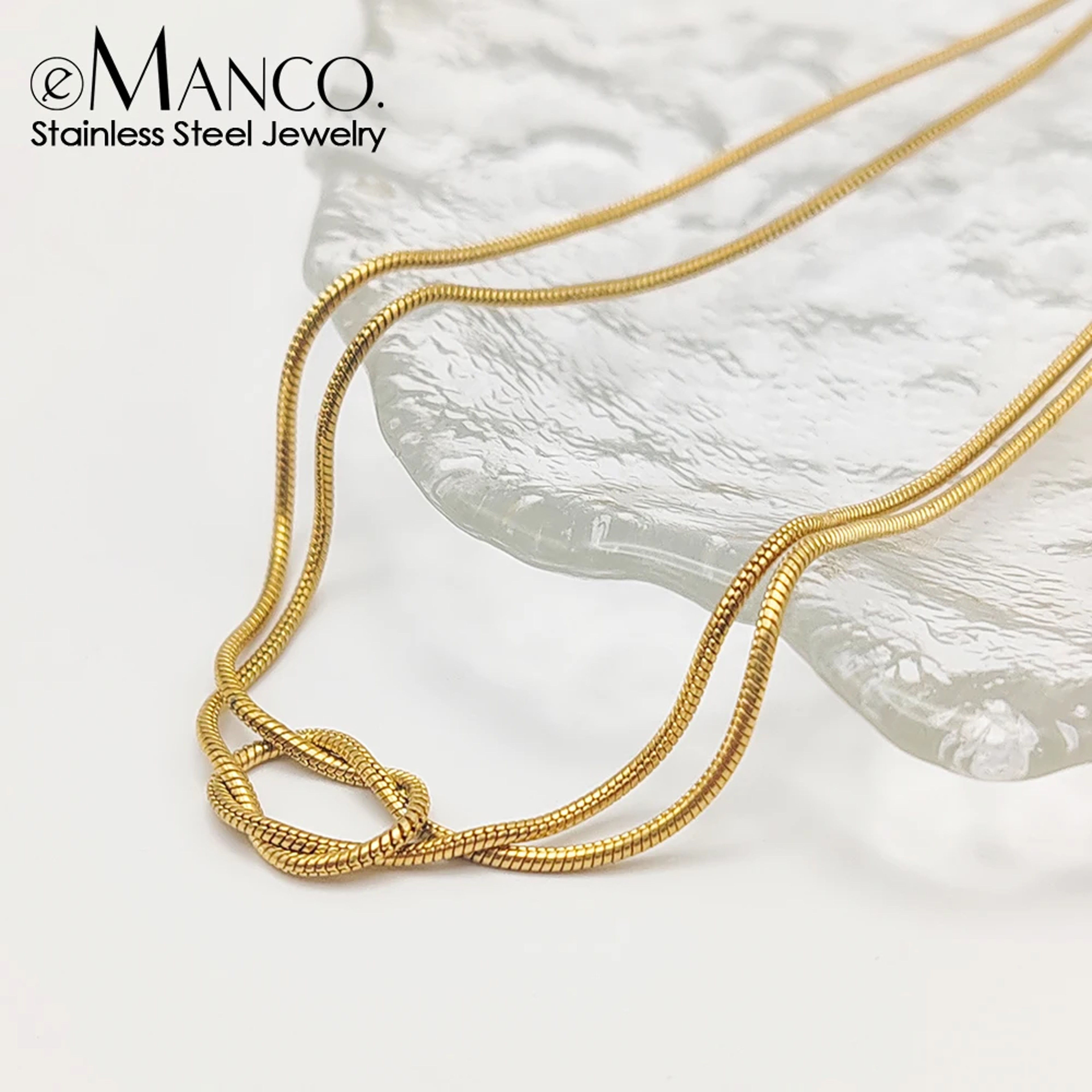 Gold Knot Necklace for Women Minimalist Stainless Steel Necklace – view 4