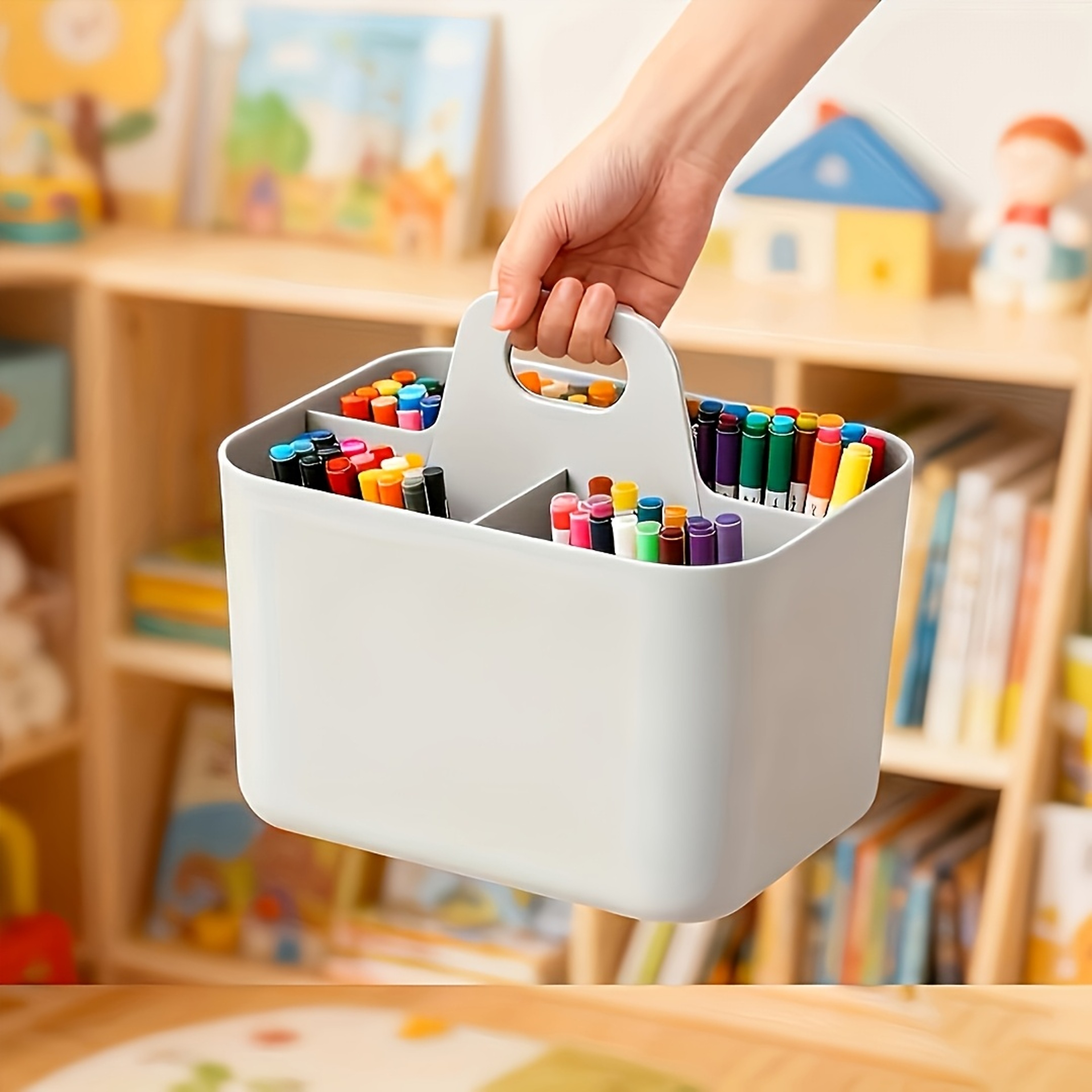 Portable Desktop Organizer With Handle Marker Organizer And Cosmetic Storage Caddy 0