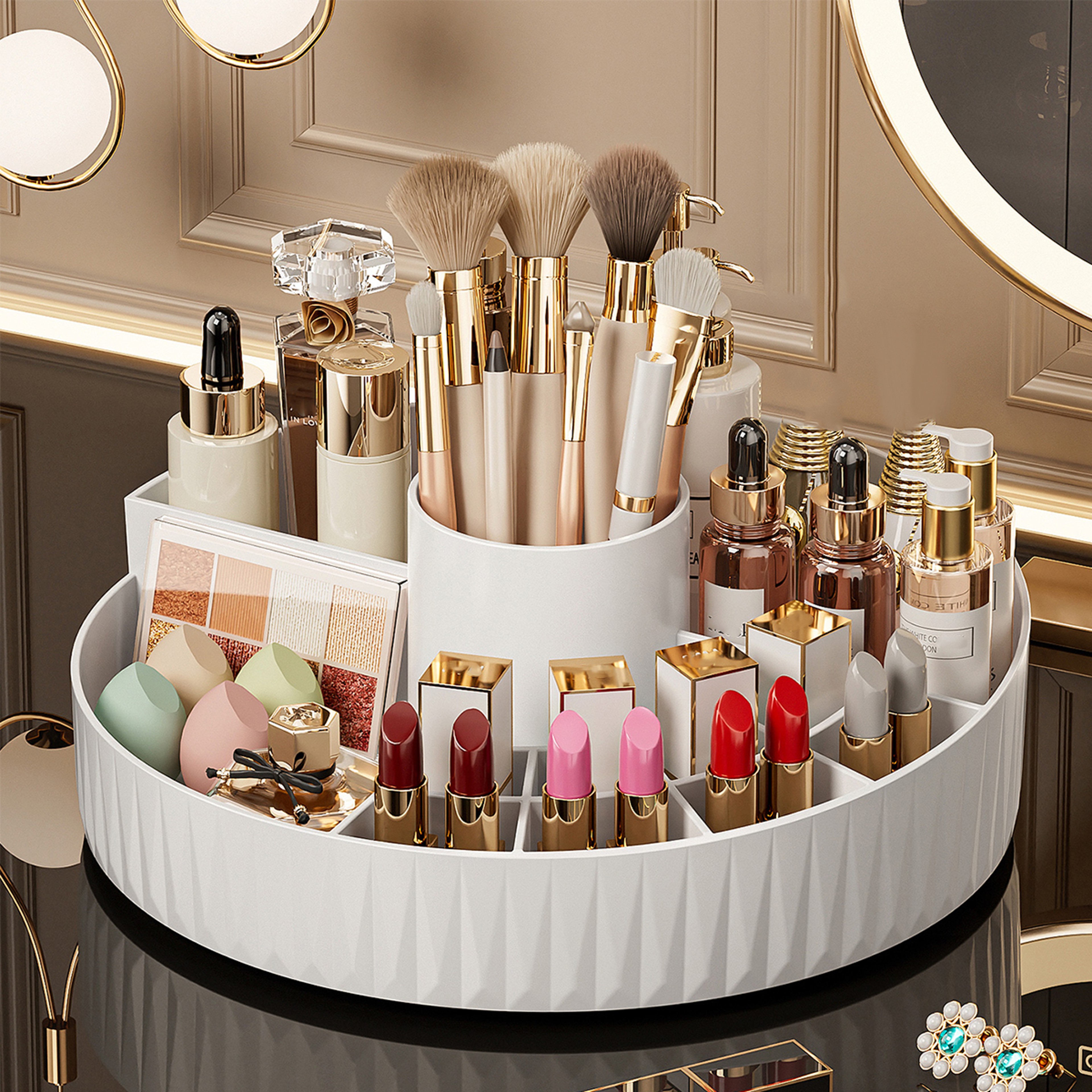 Rotating Makeup Organizer Cosmetic Storage Box and Vanity Organizer – view 1