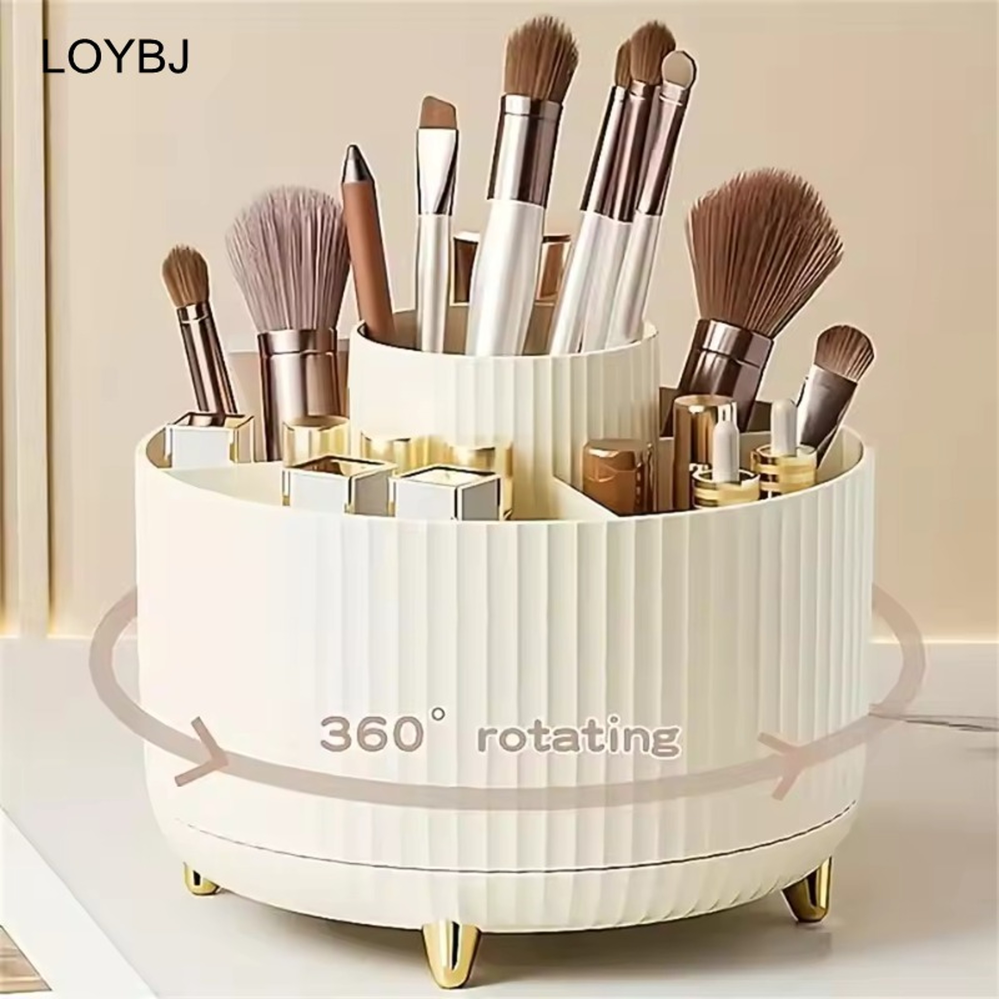 Rotating Makeup Organizer and Cosmetic Storage Holder – view 1