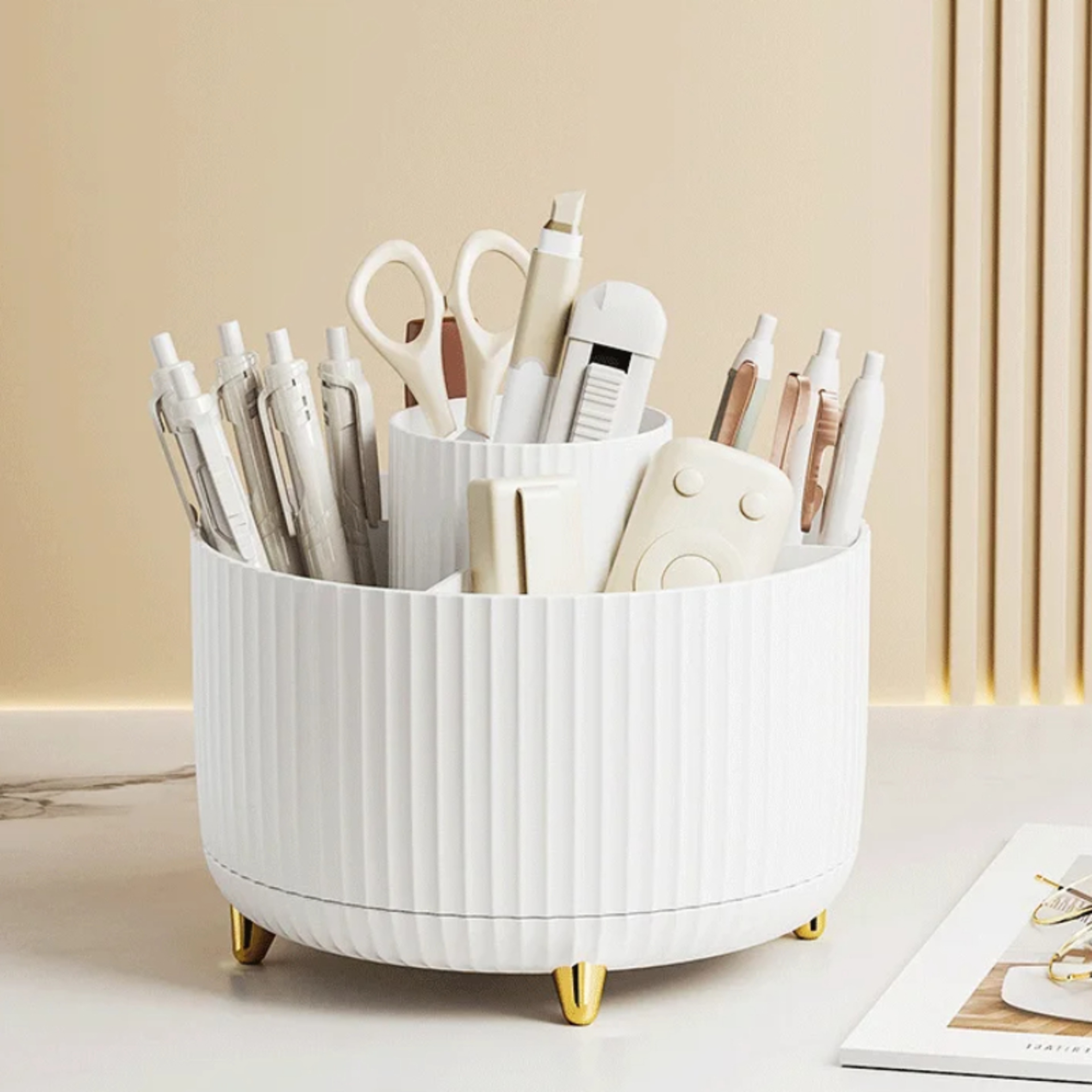 360 Rotating Makeup Brush Organizer and Cosmetic Storage Organizer – view 3