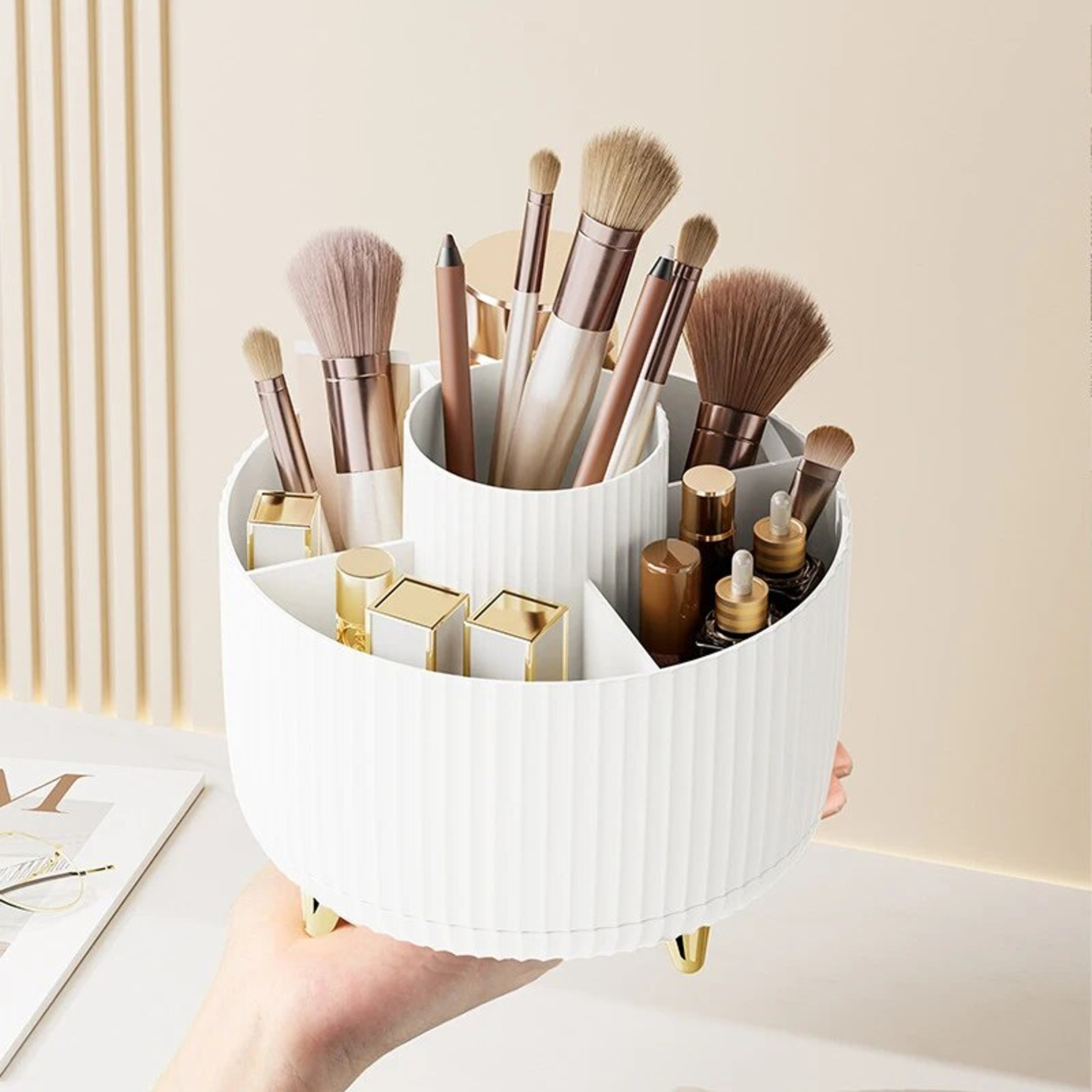 360 Rotating Makeup Brush Organizer and Cosmetic Storage Organizer – view 4