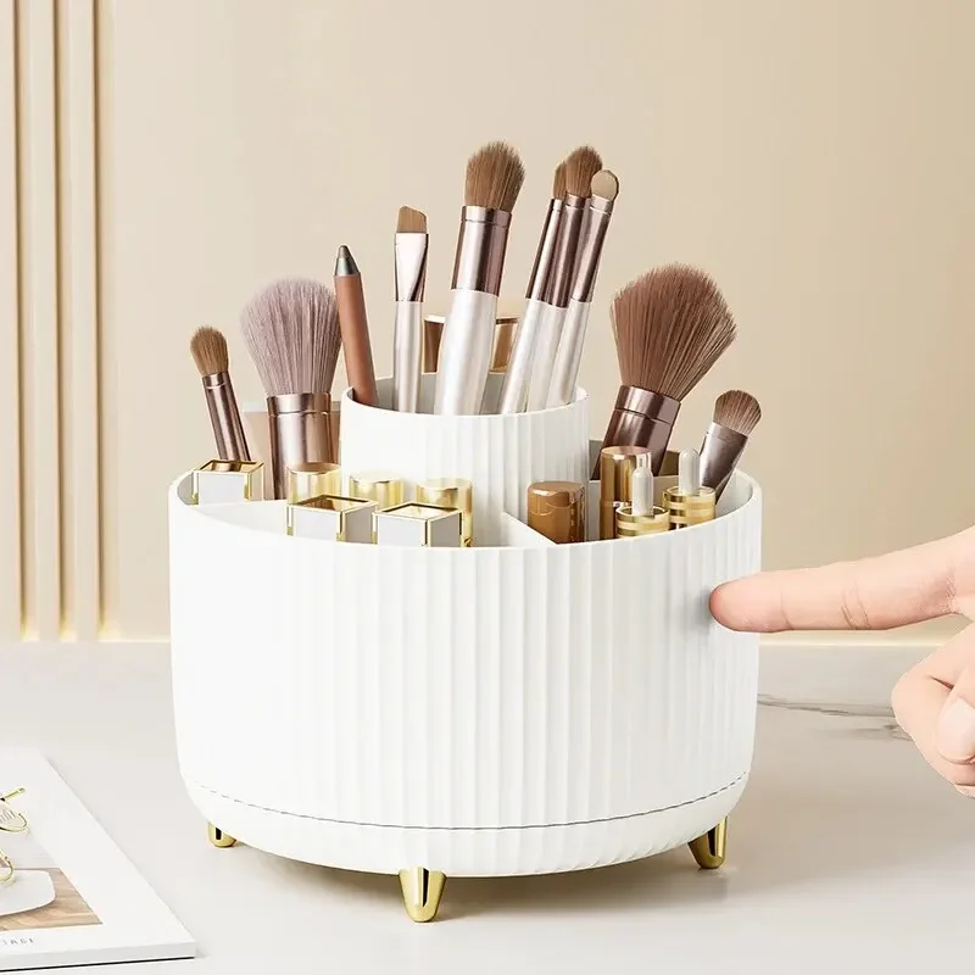 360 Rotating Makeup Brush Organizer and Cosmetic Storage Organizer – view 5