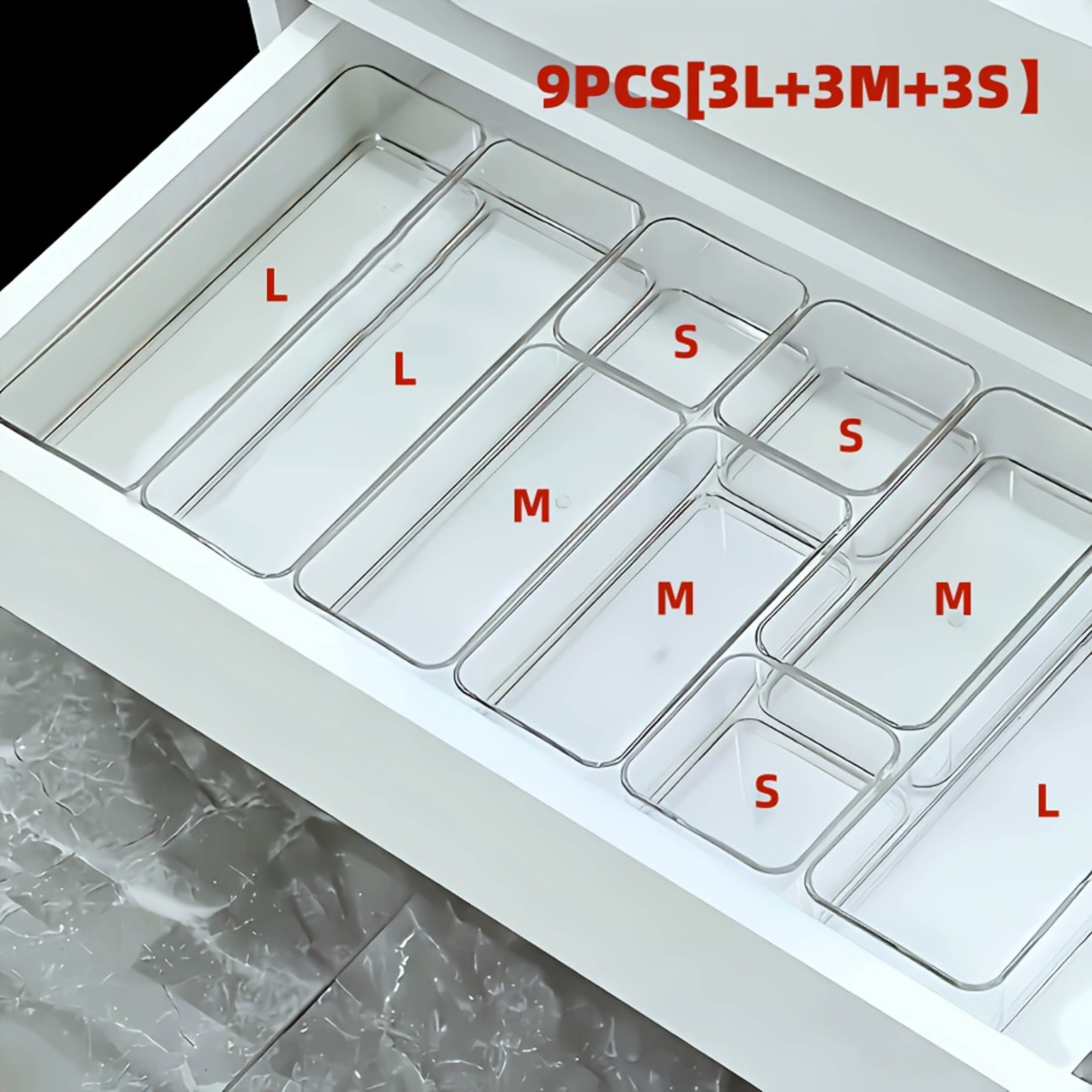 Clear Drawer Organizer Set Modular Storage Bins for Vanity Kitchen and Office – view 1