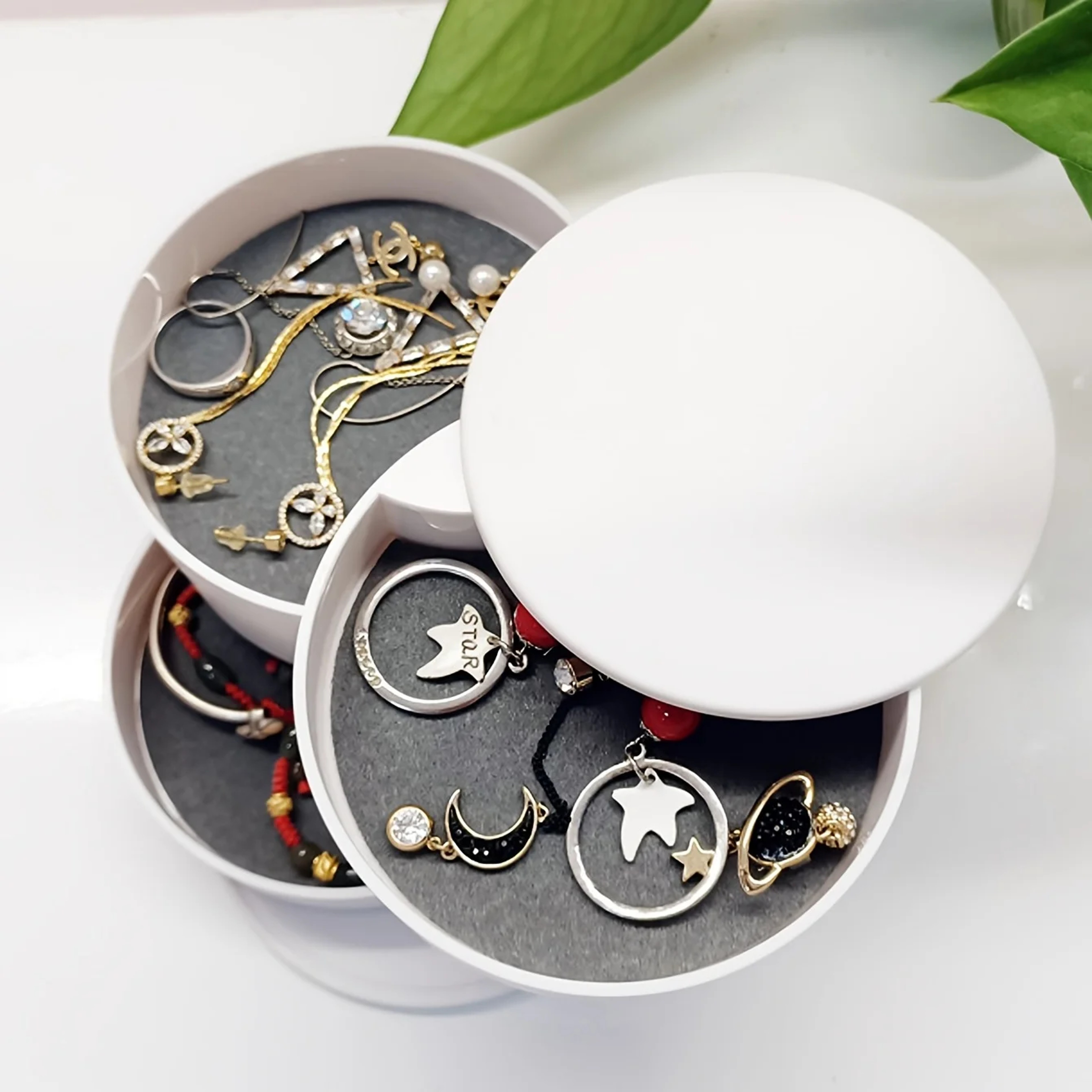 Rotating Jewelry Organizer With Lid Multi Layer Hair Accessory And Makeup Storage Box 4