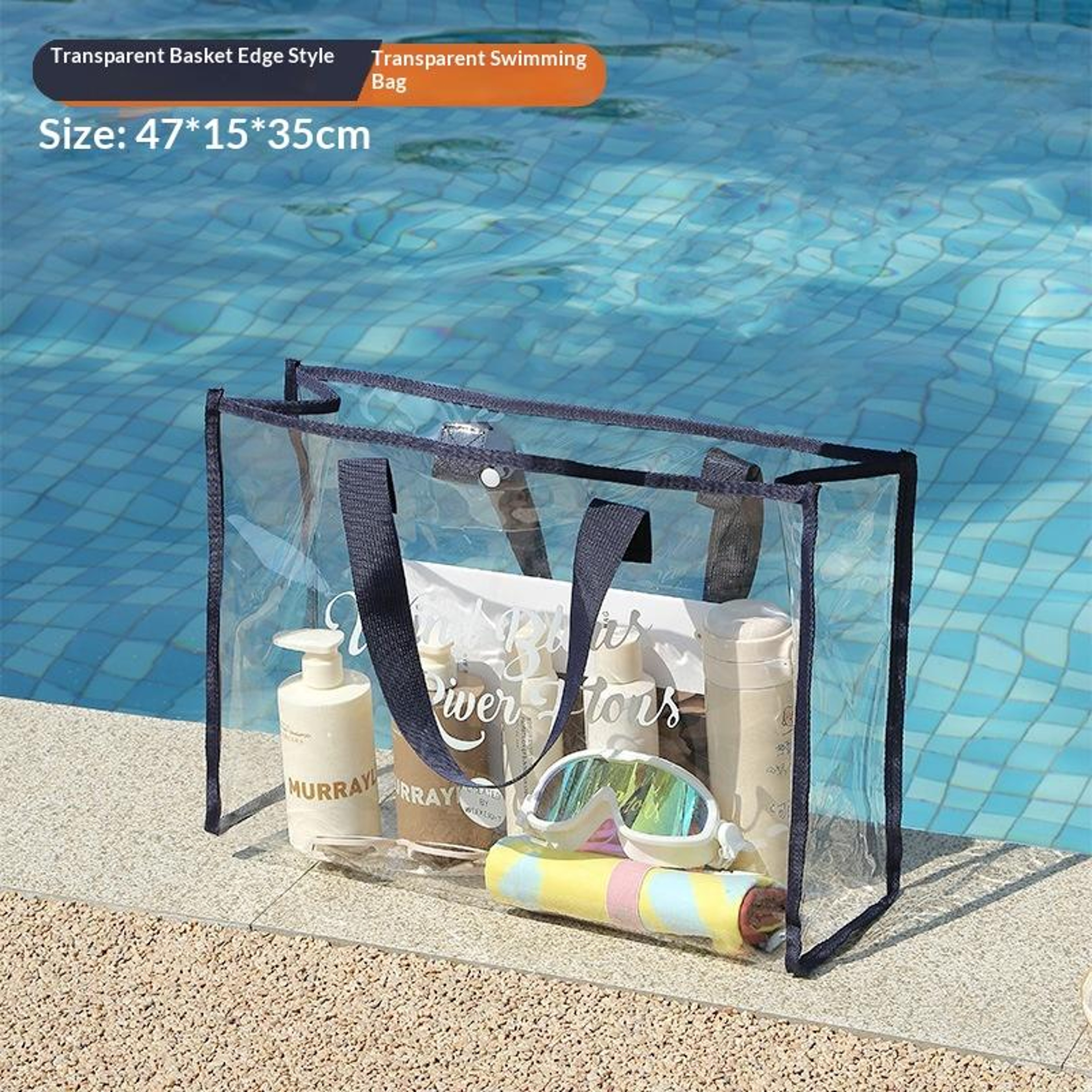 Foldable Waterproof Beach Bag with Phone Pocket Large PVC Pool Tote – view 7