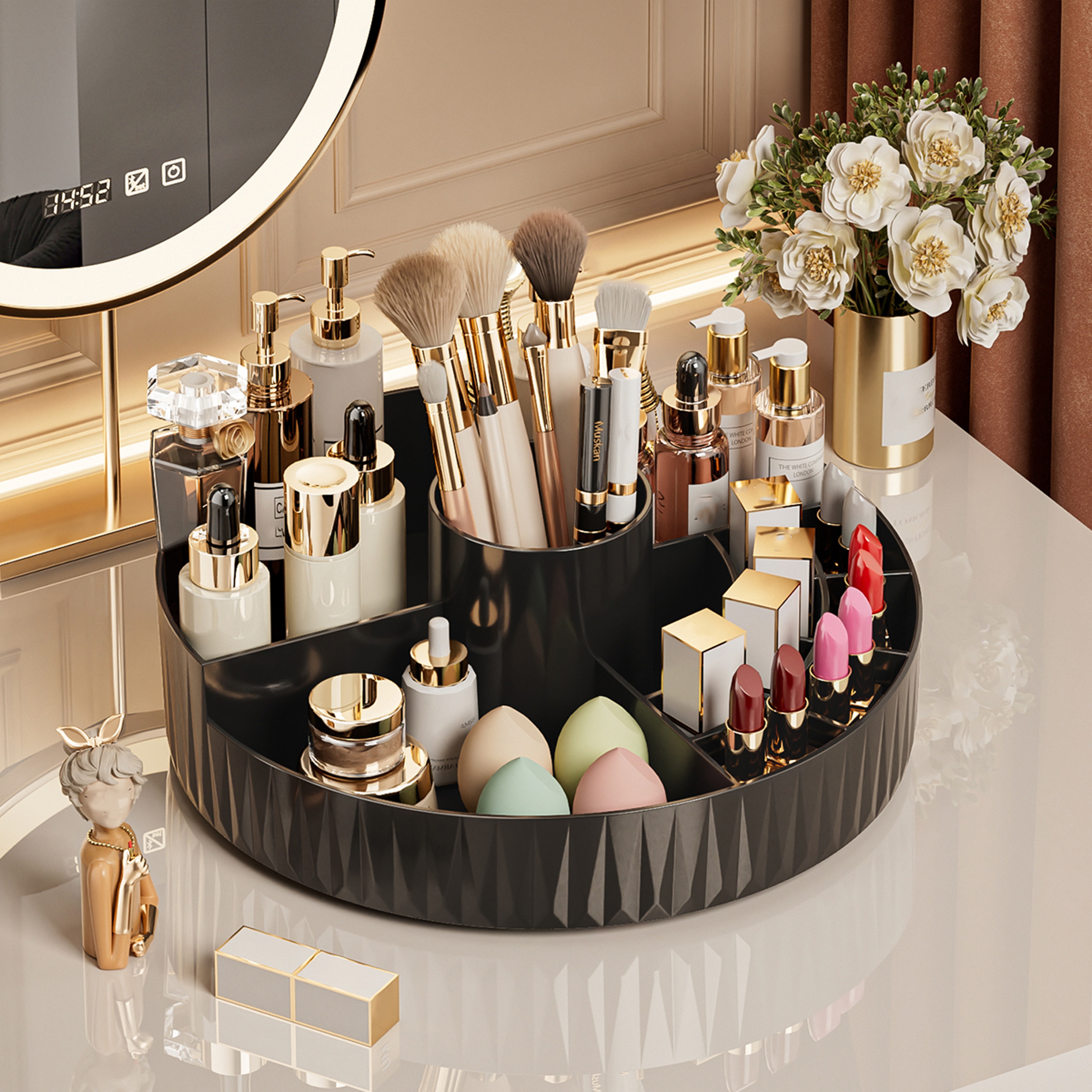 Rotating Makeup Organizer Multi Compartment Cosmetic Storage Organizer for Vanity and Bathroom – view 4