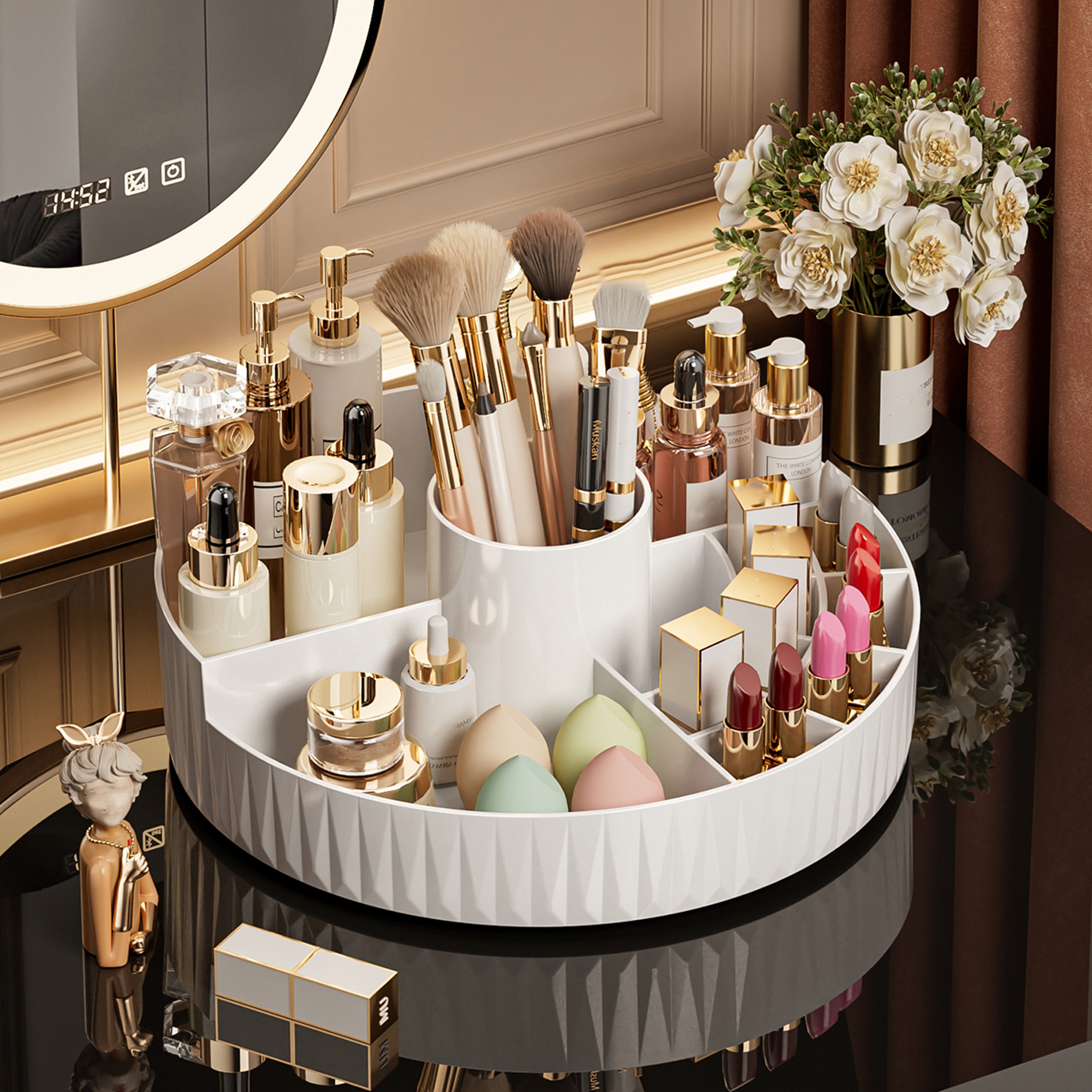 Rotating Makeup Organizer Multi Compartment Cosmetic Storage Organizer for Vanity and Bathroom – view 9