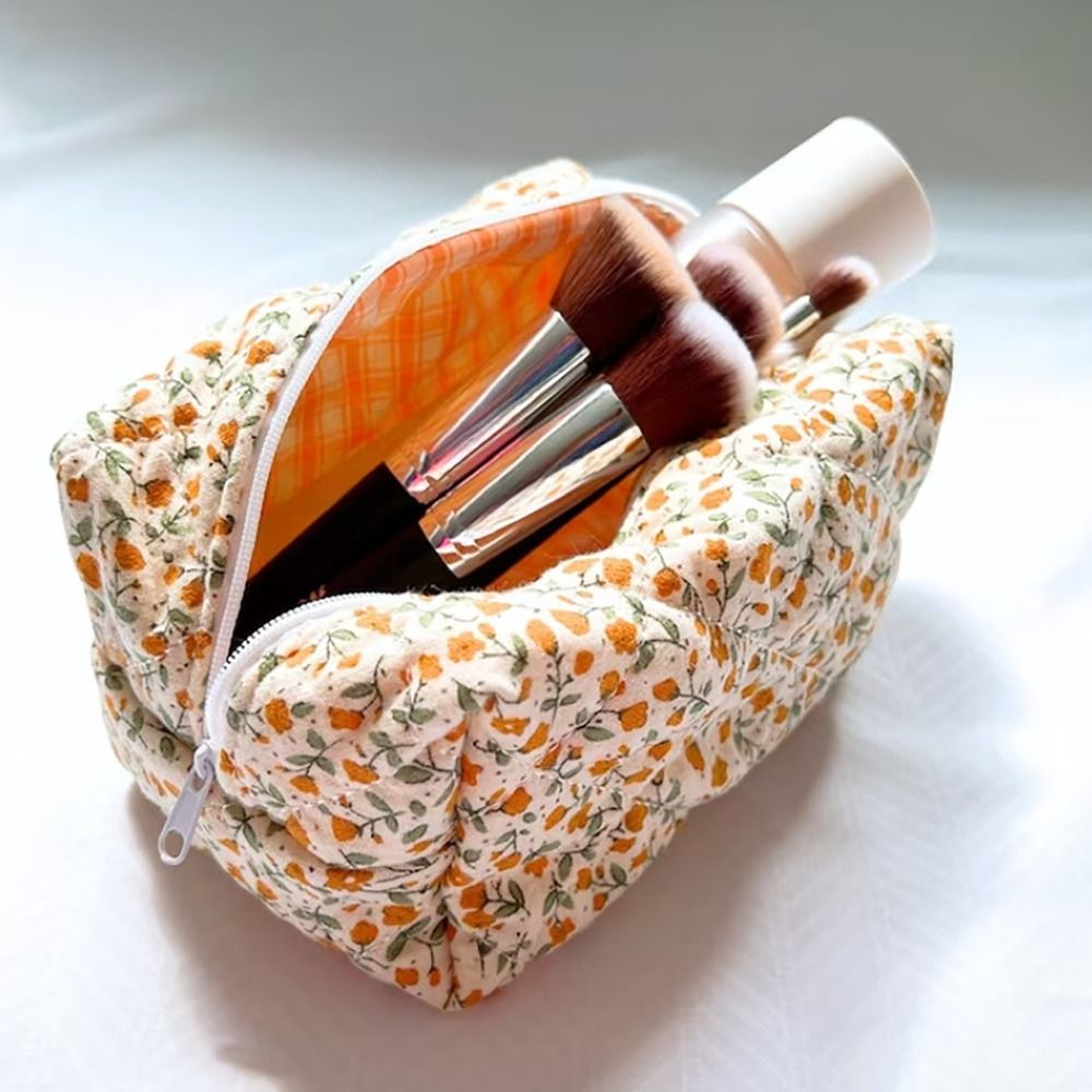 Floral Quilted Makeup Bag Large Travel Cosmetic Organizer for Women – view 3